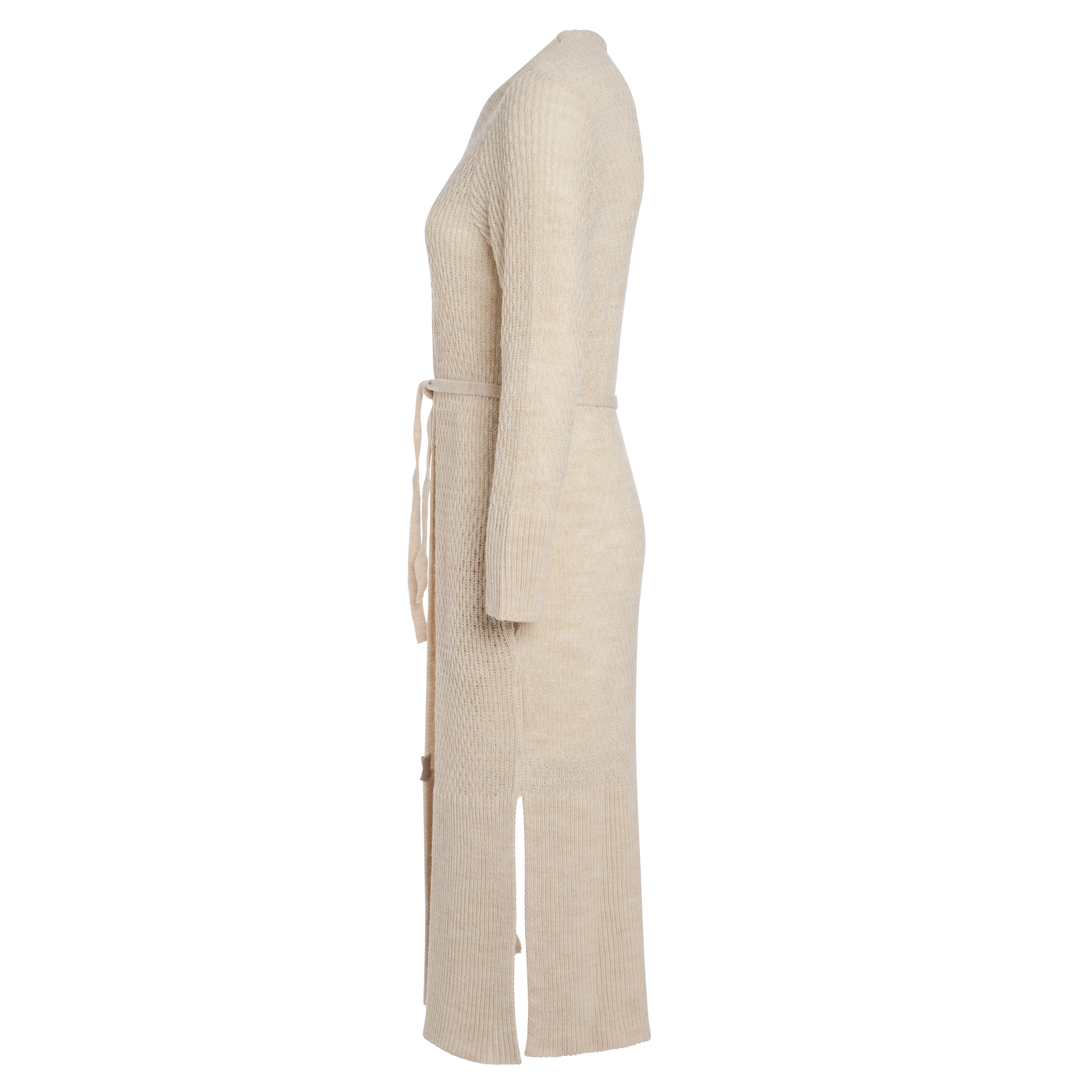 Gina Long Knitted Cardigan Beige - 36/38 - With side pockets Gina Long Knitted Cardigan Beige - 36/38 - With side pockets