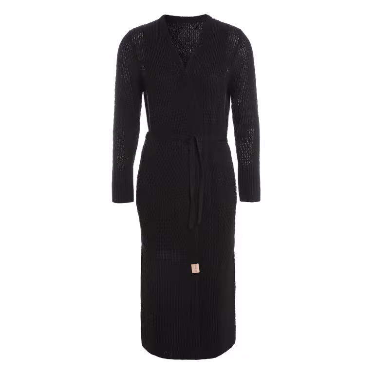 Gina Long Knitted Cardigan Black - 40/42 - With side pockets