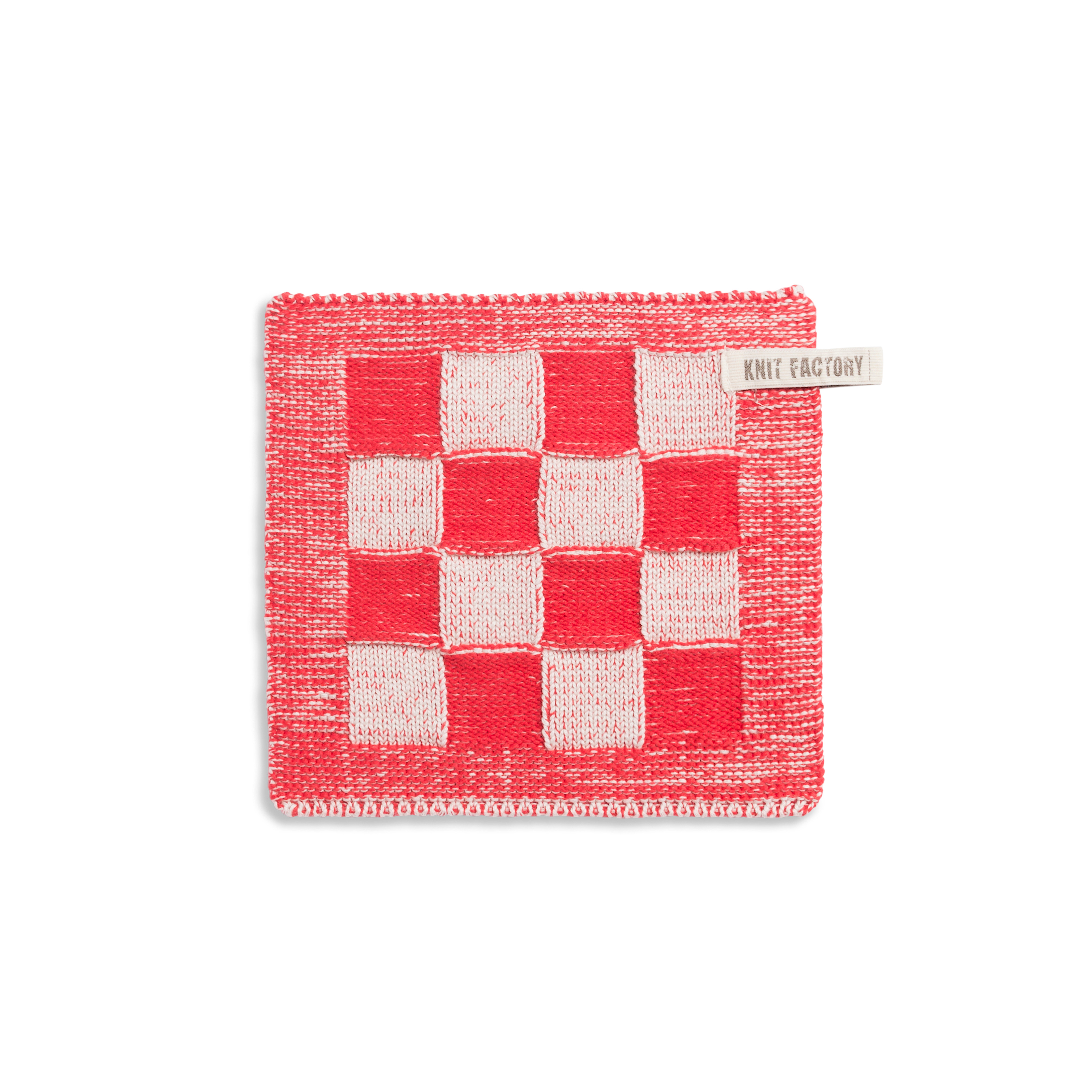 Topflappen Block Ecru/Rot