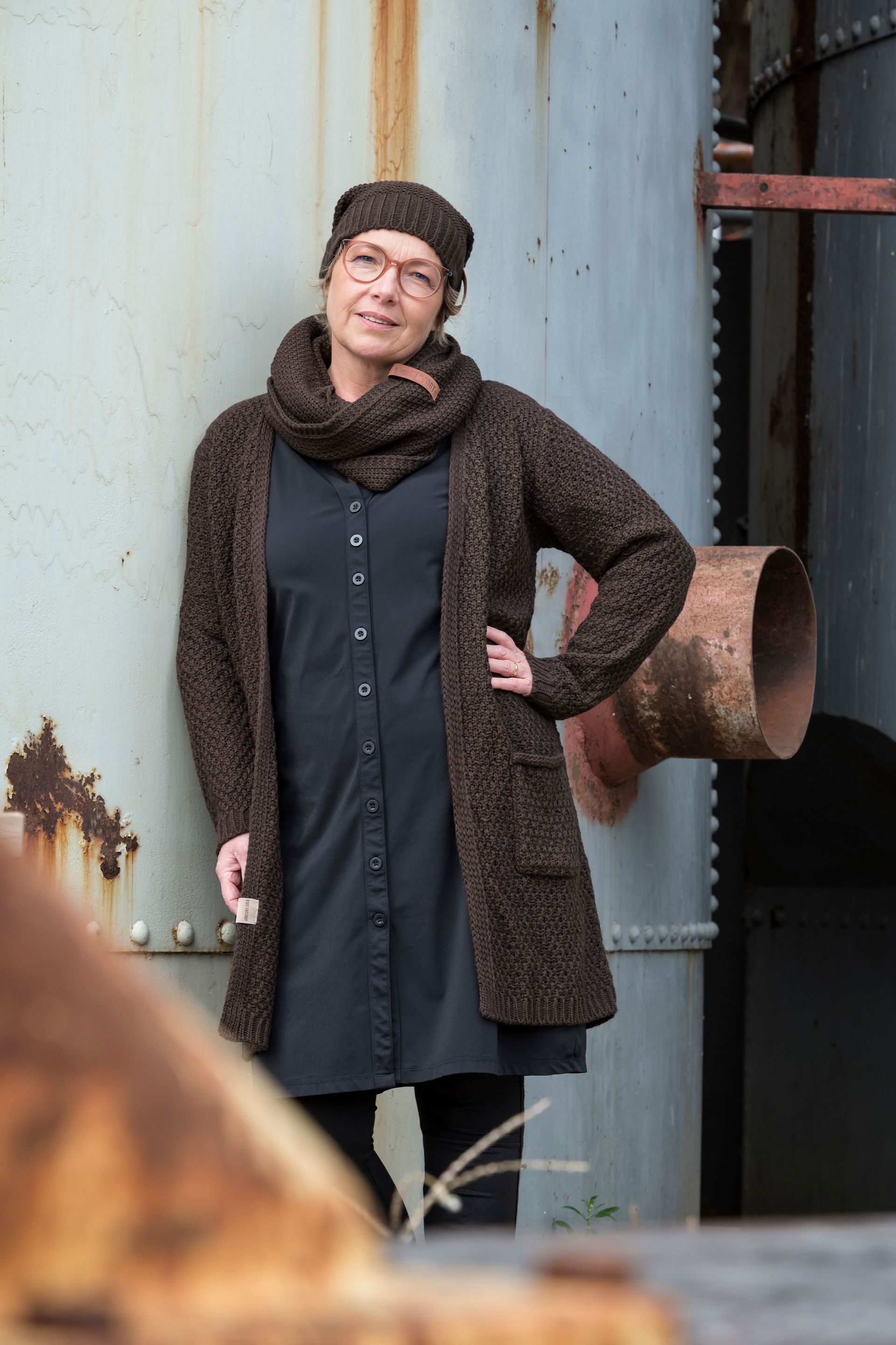 Luna Strickjacke Mauve - 40/42 - Mit Taschen