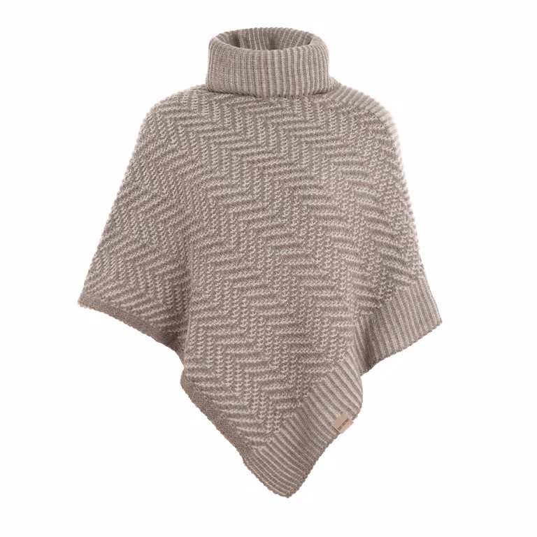 Amber Poncho Tricoté Marron/Iced Clay