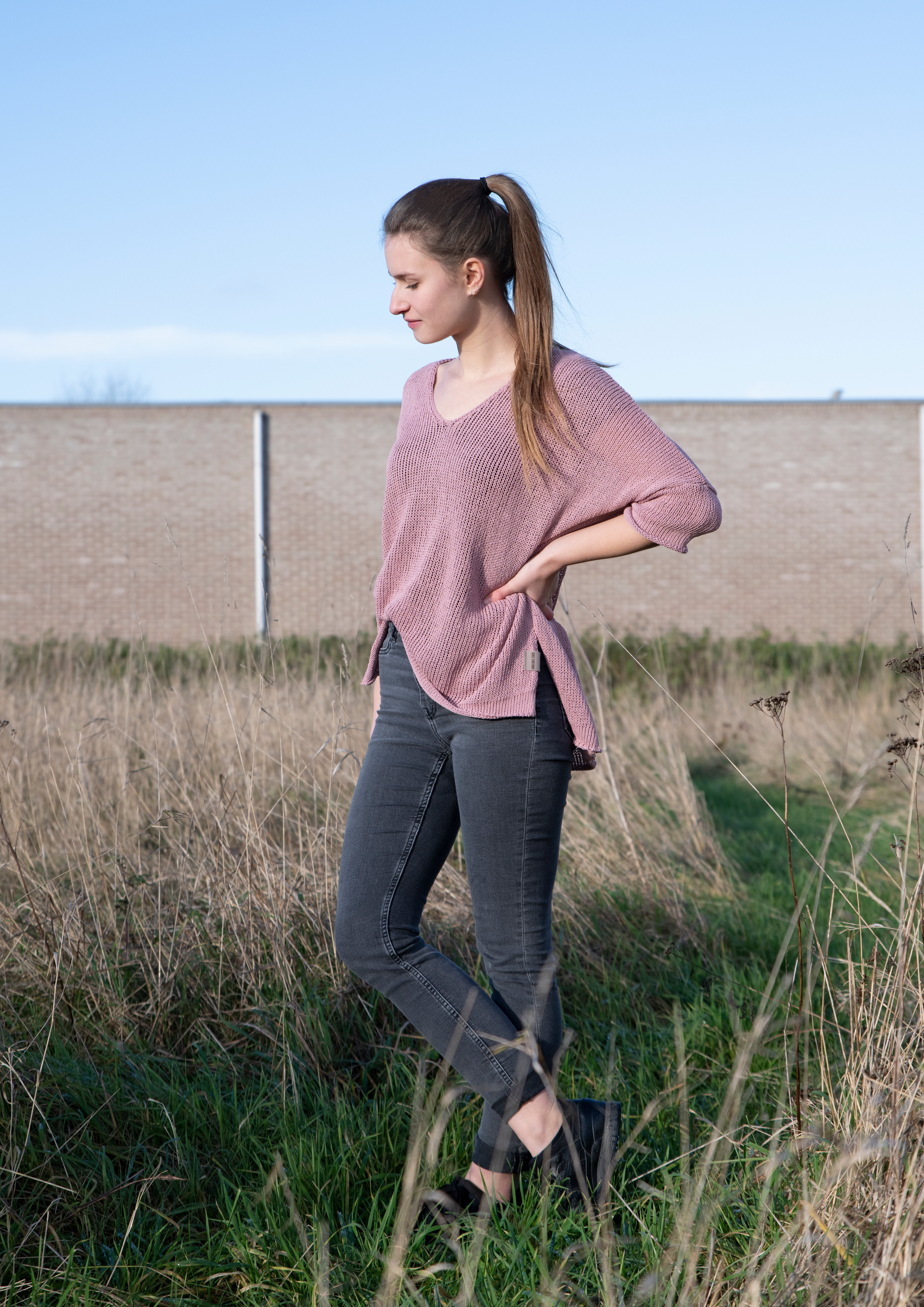 Jasmin V-Neck Pullover Old Pink - 36/44