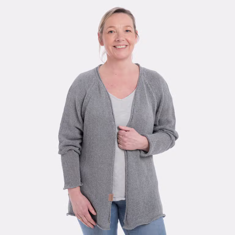 Jasmin Kort Gebreid Vest Licht Grijs - 40/42