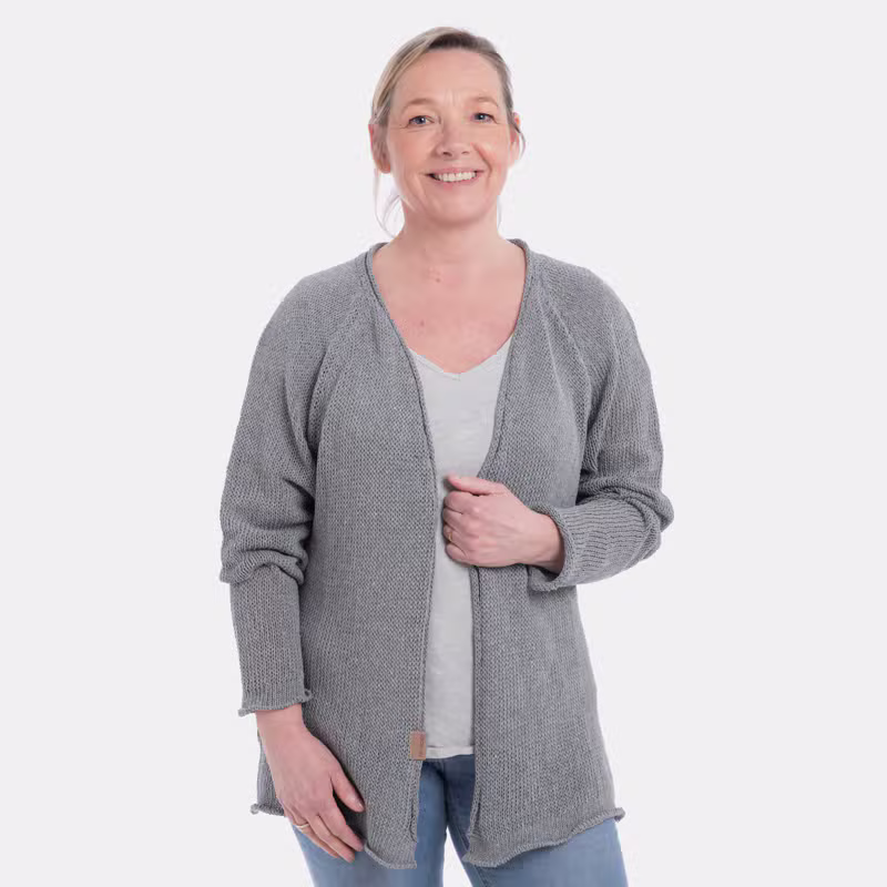 Jasmin Kort Gebreid Vest Licht Grijs - 40/42