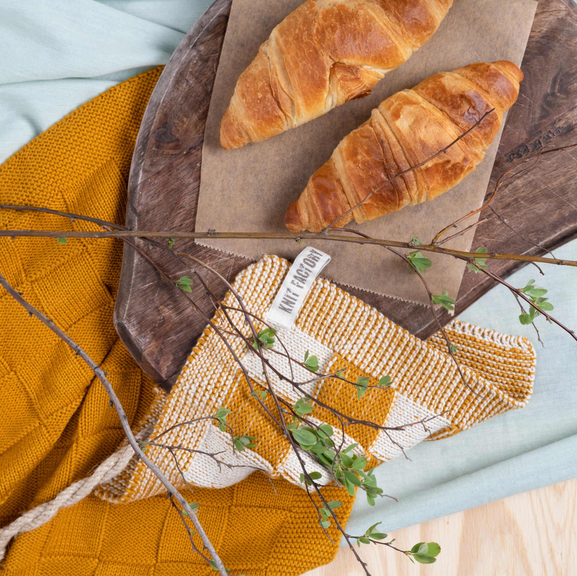 Keukendoek Block Ecru/Oker