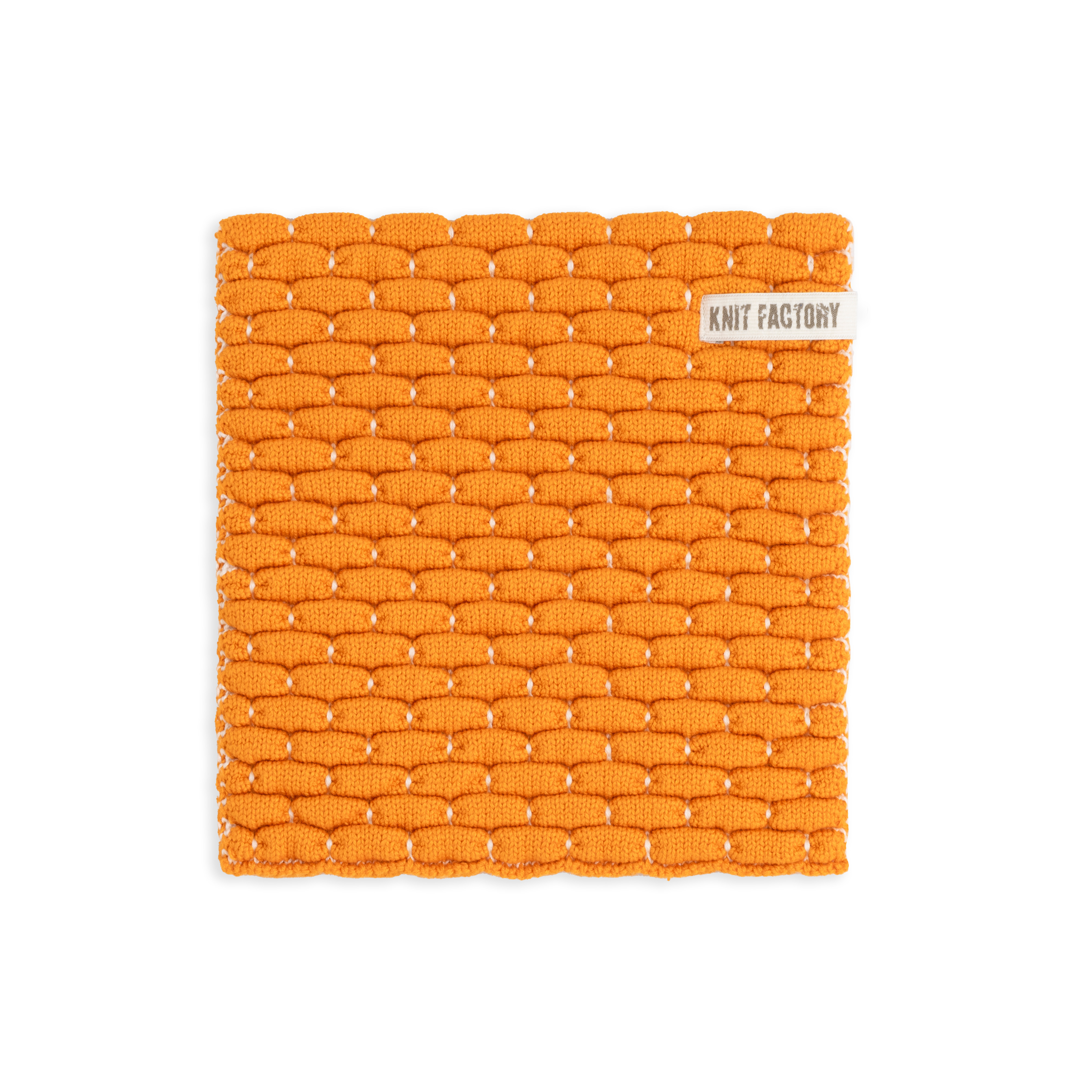 Gebreide Onderzetter Block Ecru/Orange