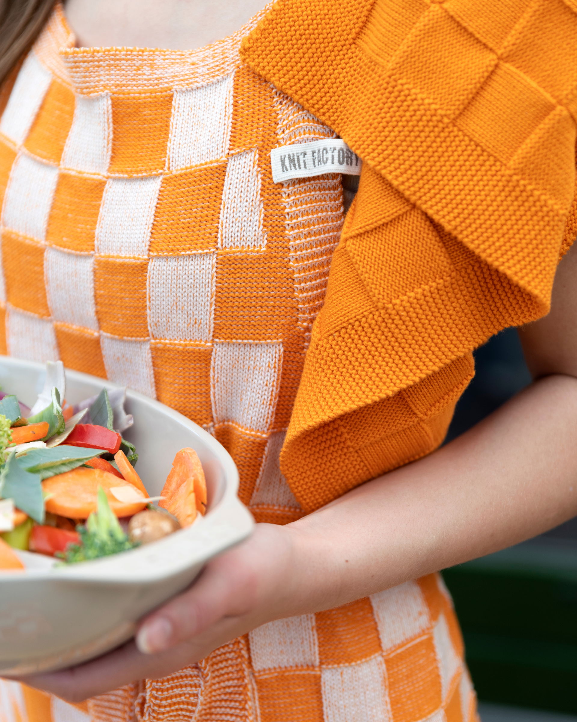 Keukenschort Block Ecru/Orange