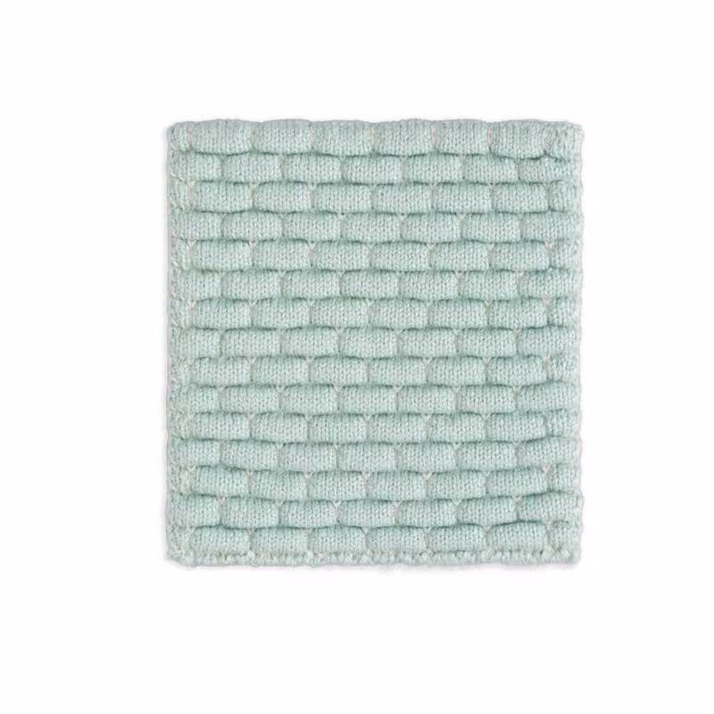 Gebreide Glasonderzetters Block Ecru/Mint - 4 Stuks