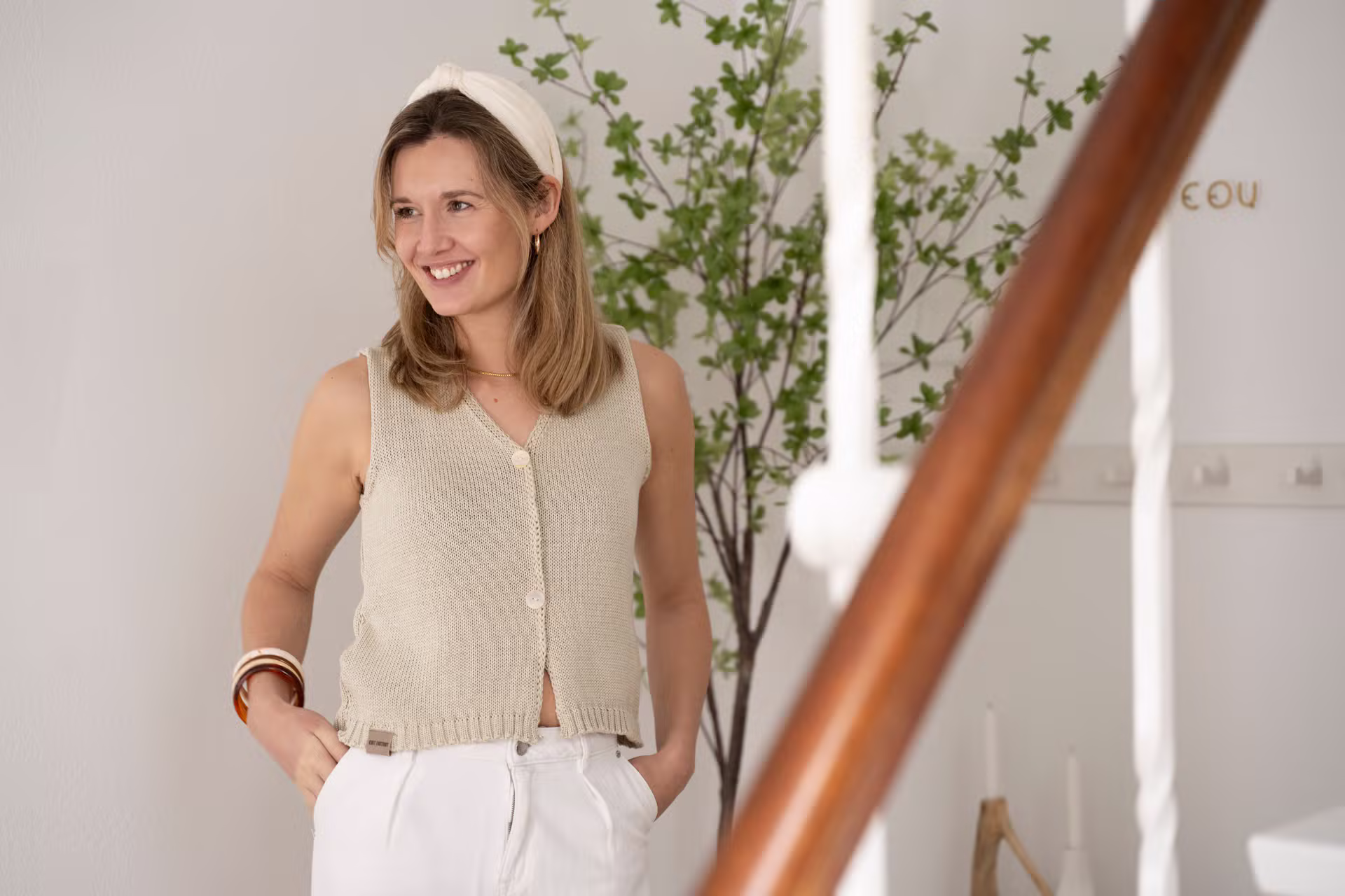 Lumi Gebreid Gilet Sunset Orange - 36/38