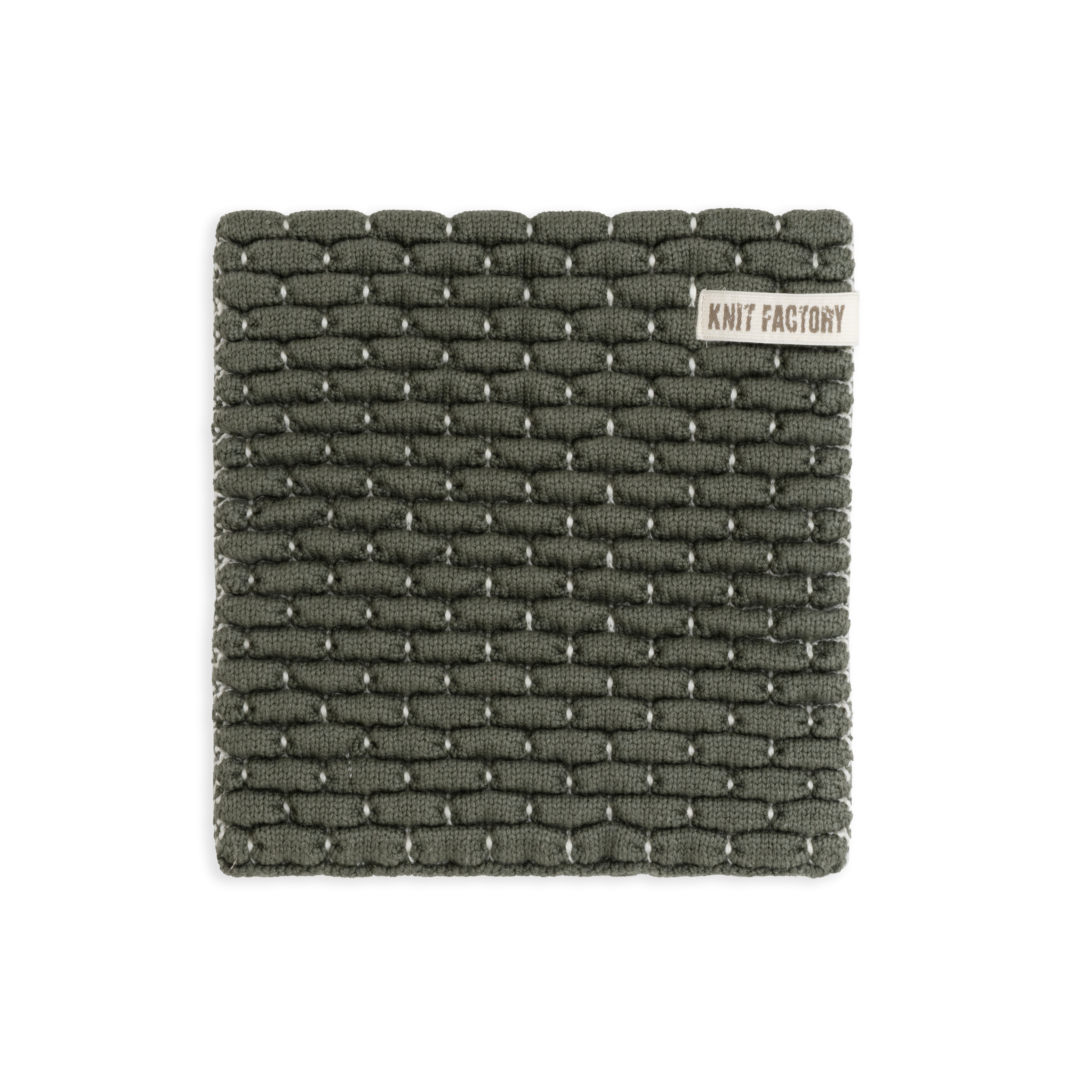 Gestrickter Topfuntersetzer Block Ecru/Khaki