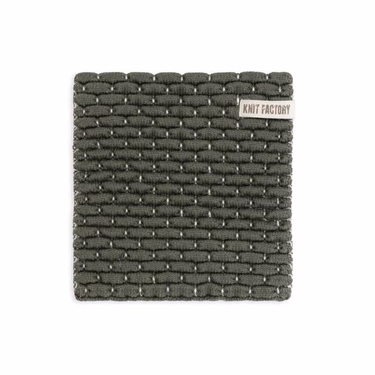 Gestrickter Topfuntersetzer Block Ecru/Khaki