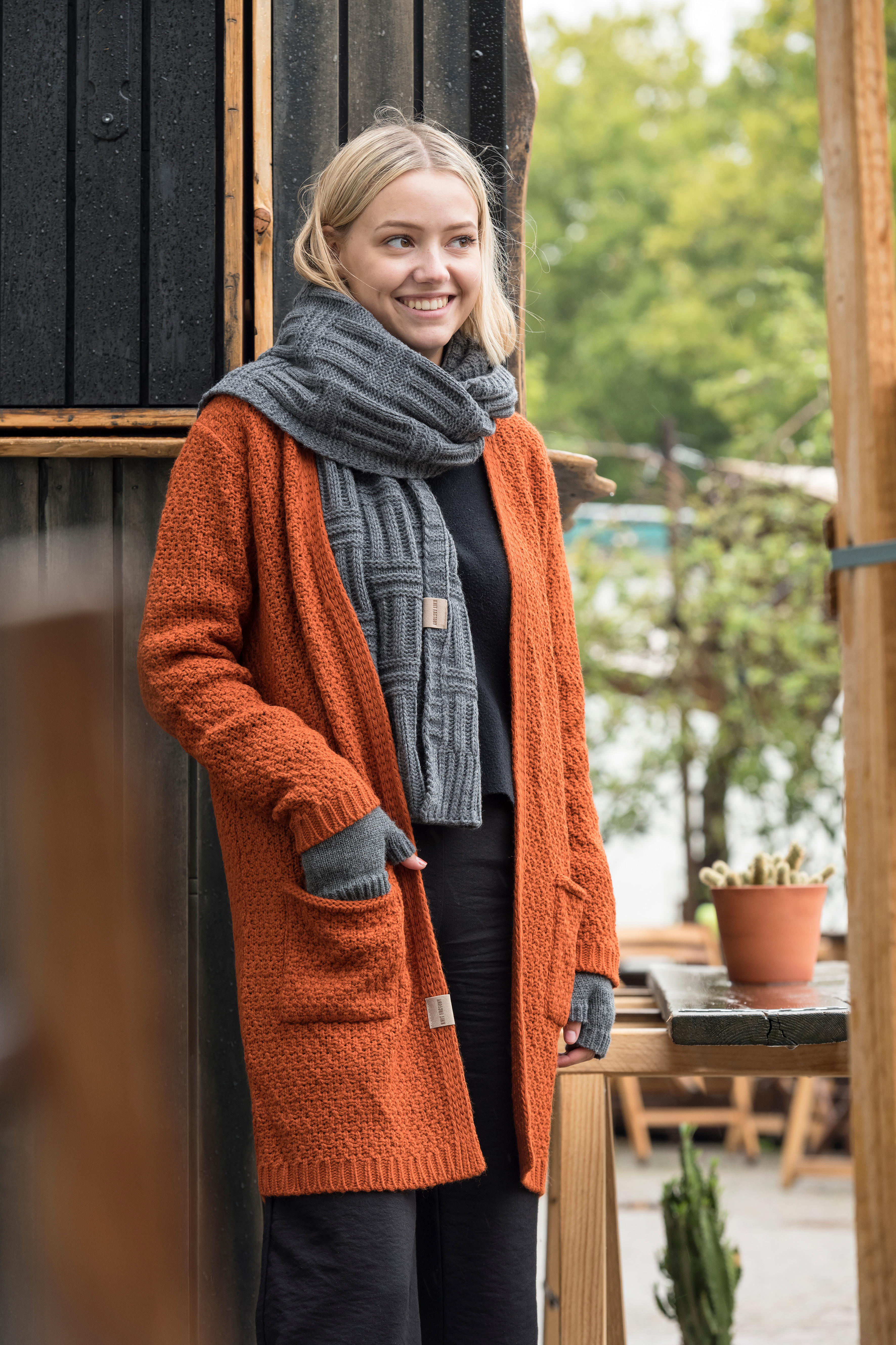 Luna Strickjacke Taupe - 36/38 - Mit Taschen