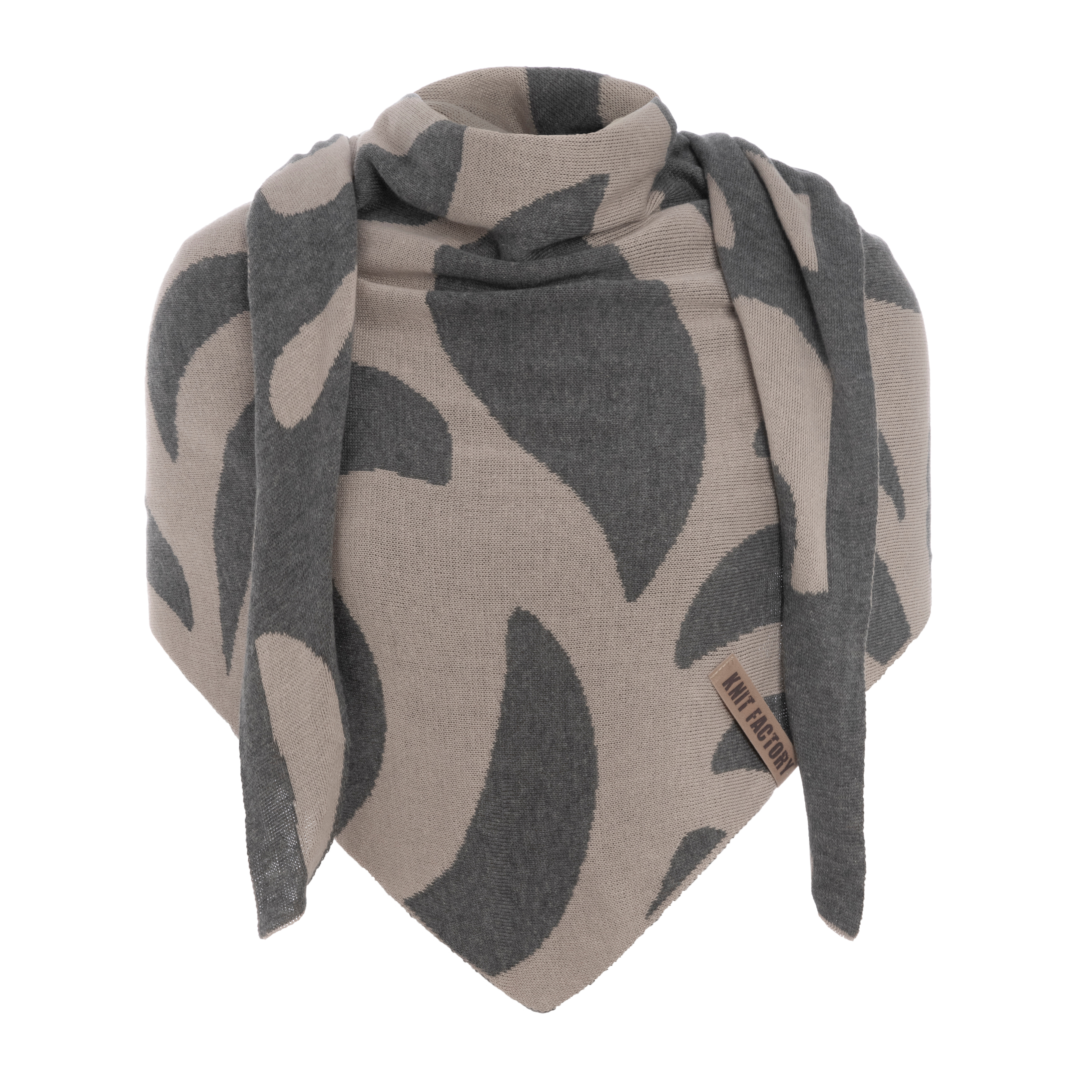 Leaf Triangle Scarf Pebble Grey/Med Grey