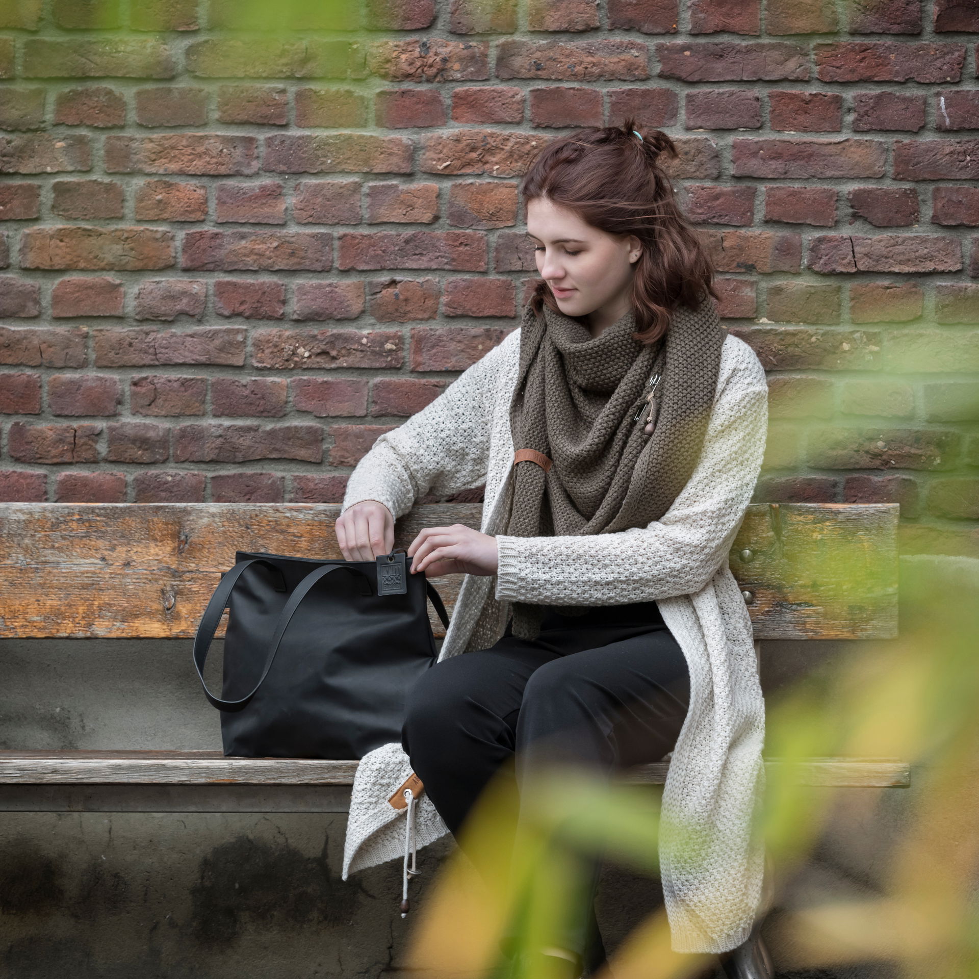 Luna Lange Strickjacke Moosgrün - 36/38