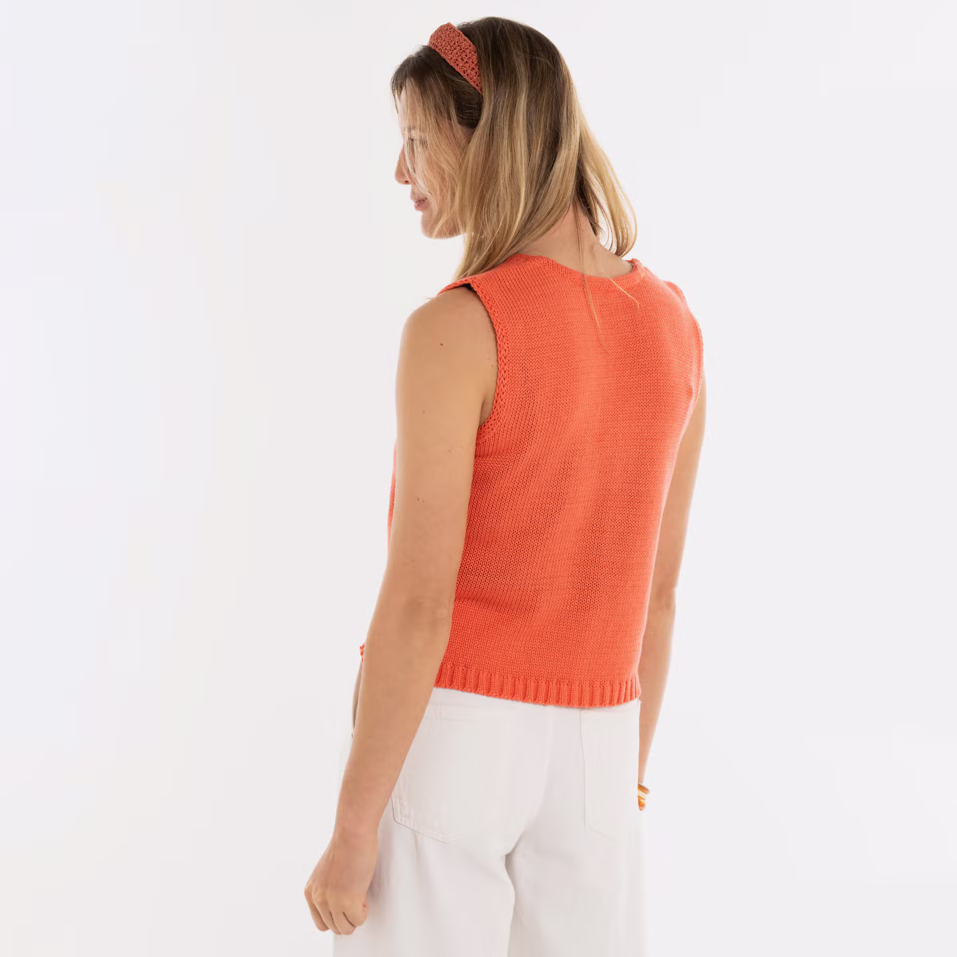 Lumi Gebreid Gilet Sunset Orange - 36/38