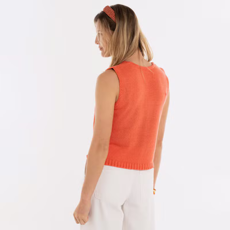 Lumi Gebreid Gilet Sunset Orange - 36/38