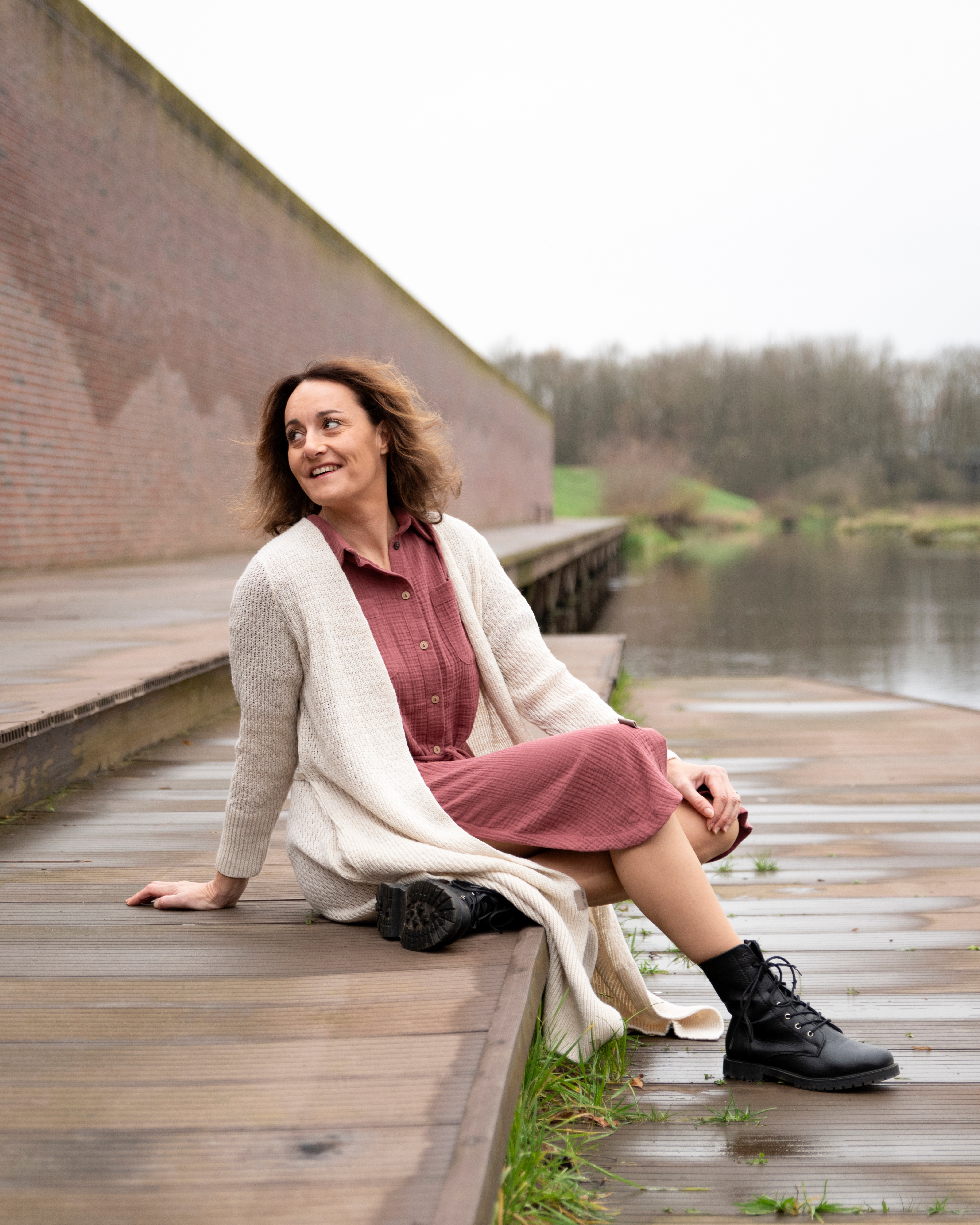 Gina Long Knitted Cardigan Old Pink - 40/42 - With side pockets Gina Long Knitted Cardigan Old Pink - 40/42 - With side pockets