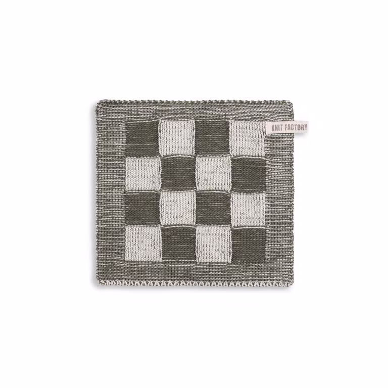 Topflappen Block Ecru/Khaki