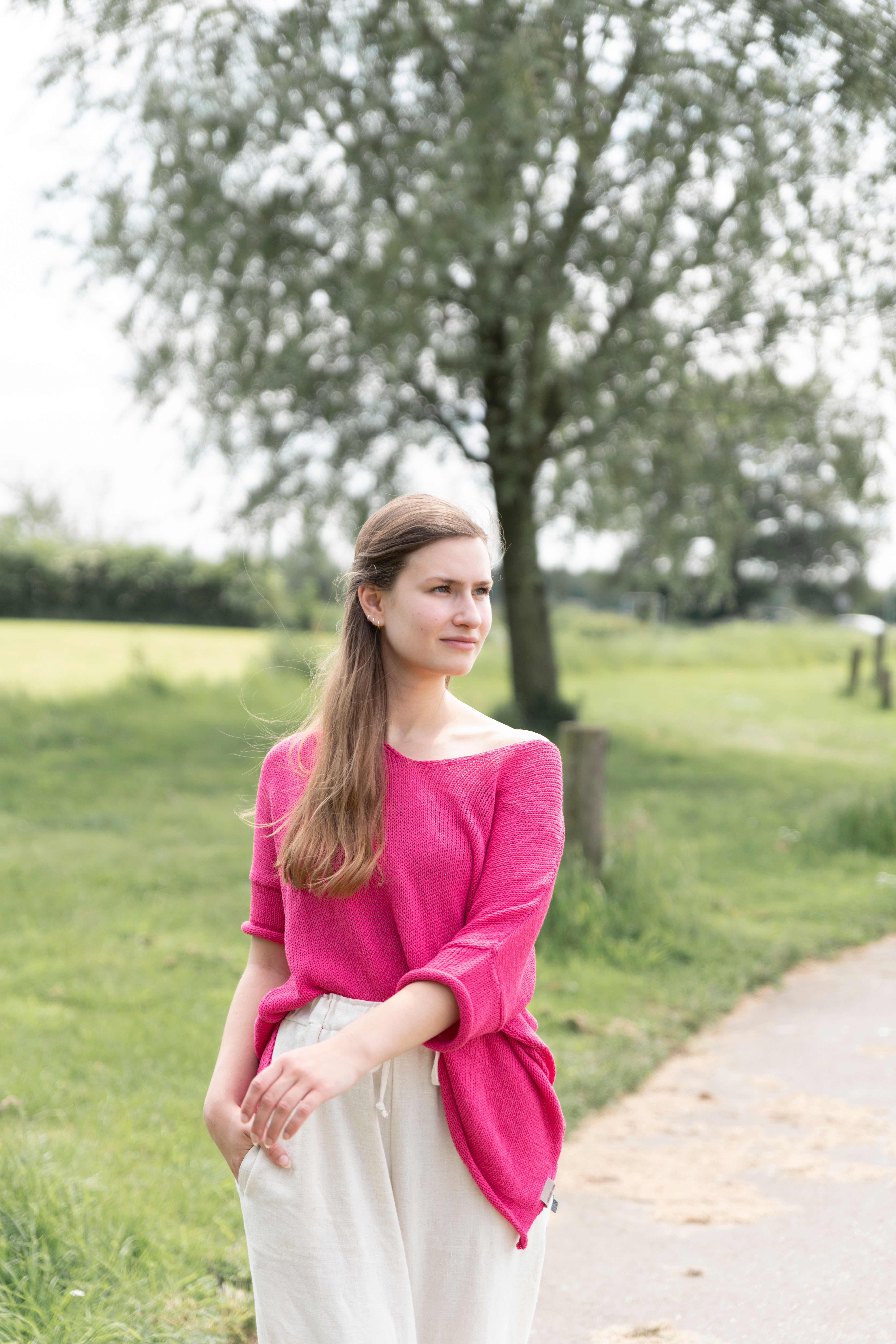 Jasmin Strickpullover V-Ausschnitt Fuchsia - 36/44
