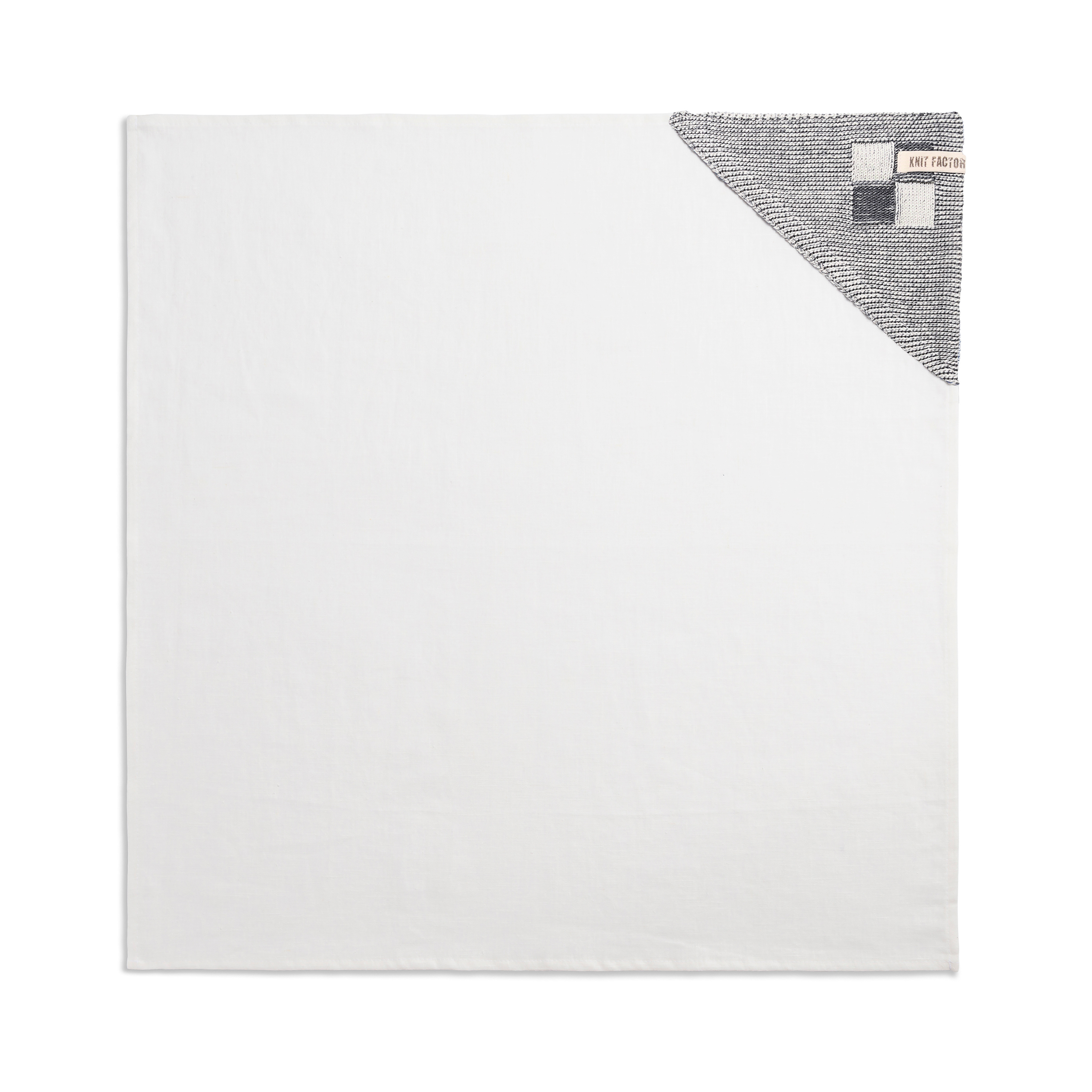 Theedoek Block Ecru/Med Grey