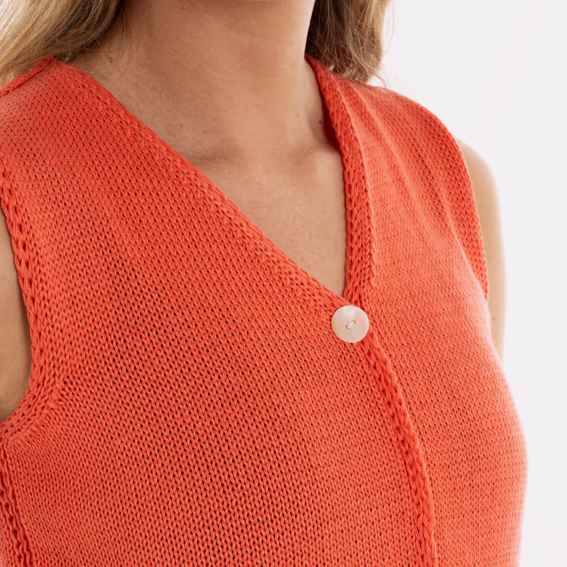 Lumi Gebreid Gilet Sunset Orange - 36/38