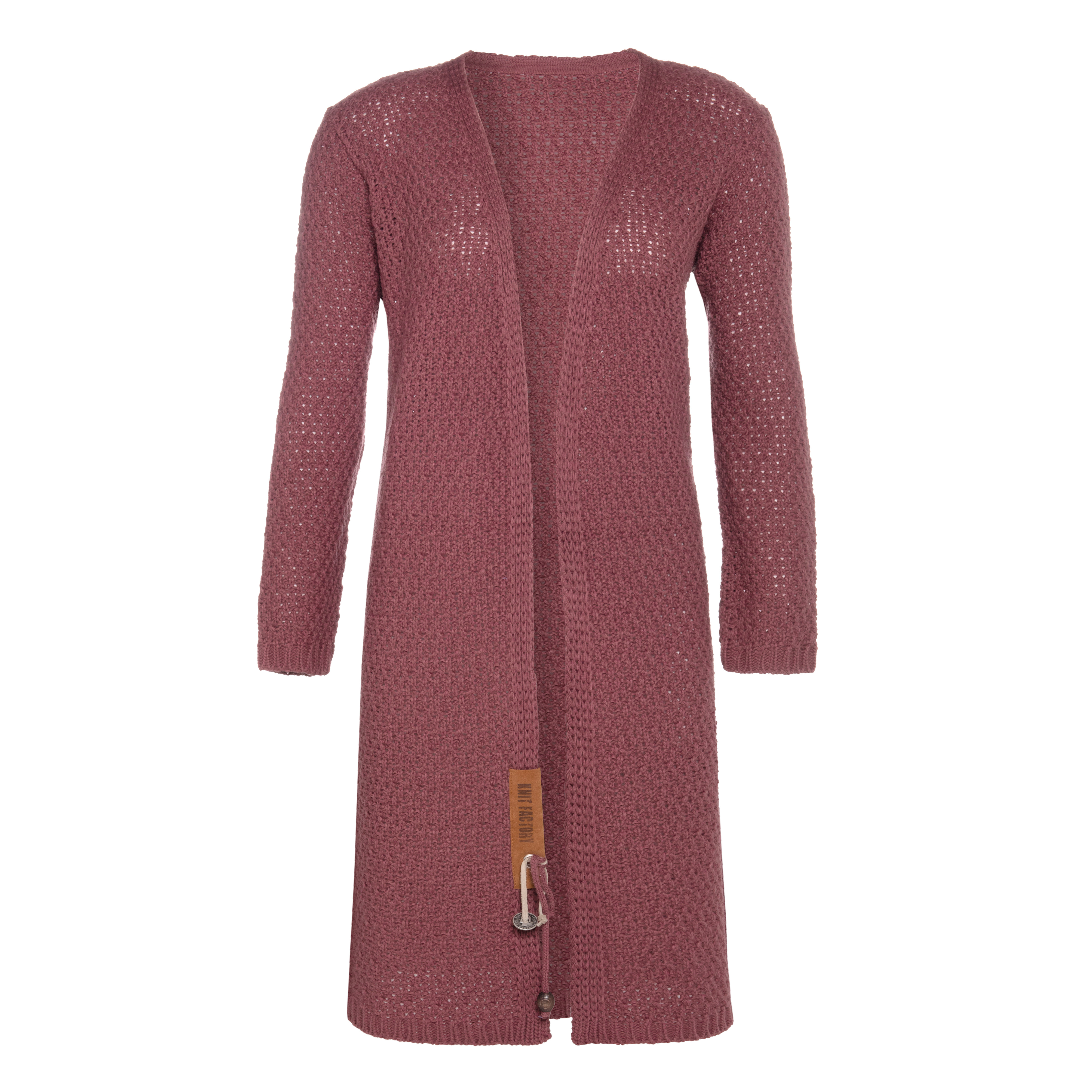 Luna Lang Gebreid Vest Stone Red - 40/42