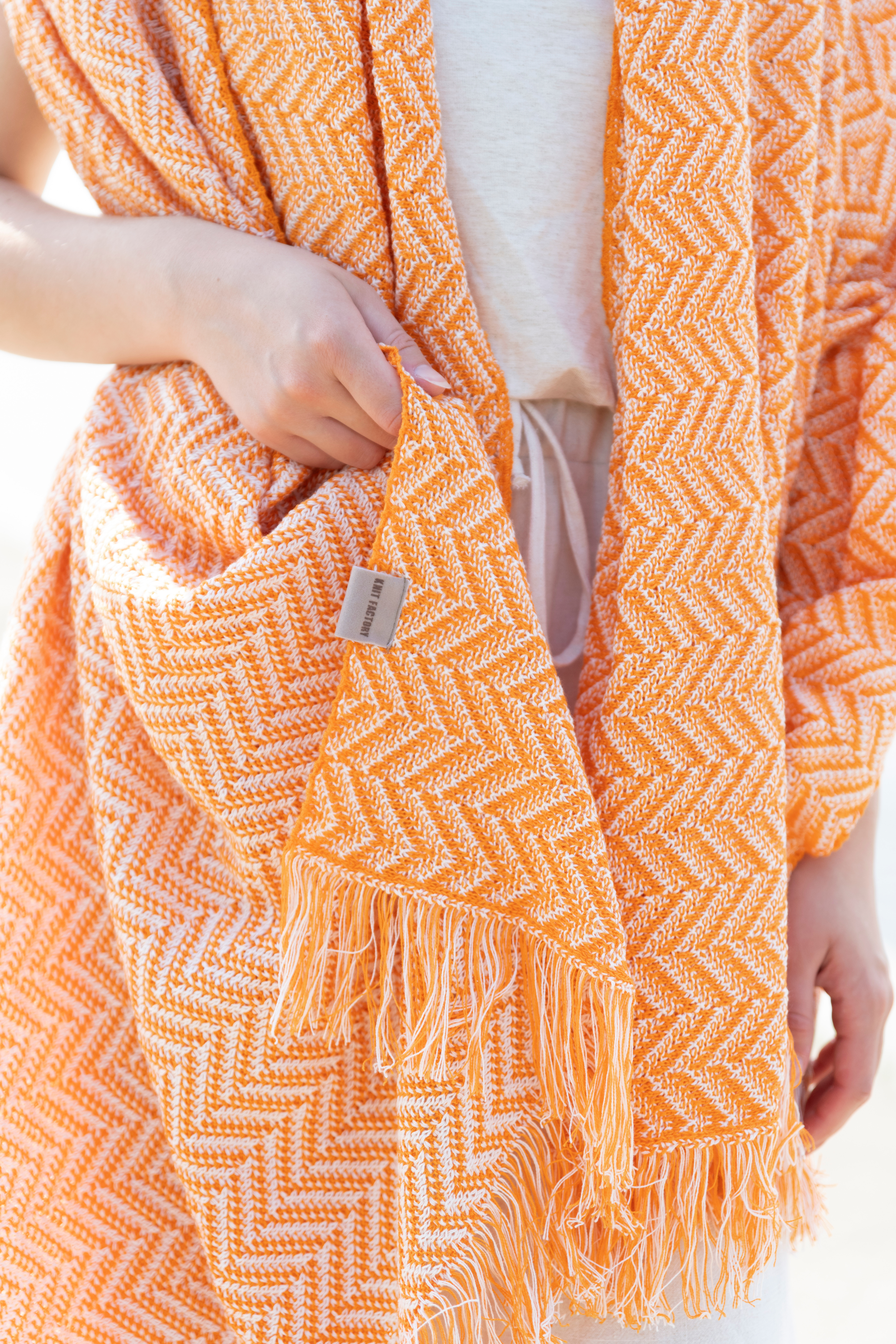 Soleil Scarf Ecru/Orange