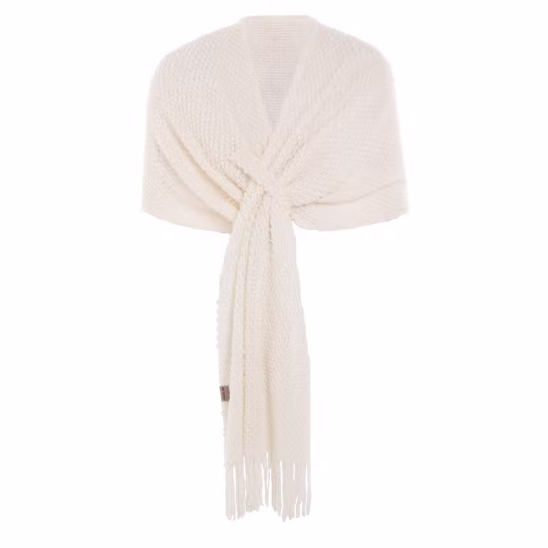 Reese Scarf Beige - With loop and fringes