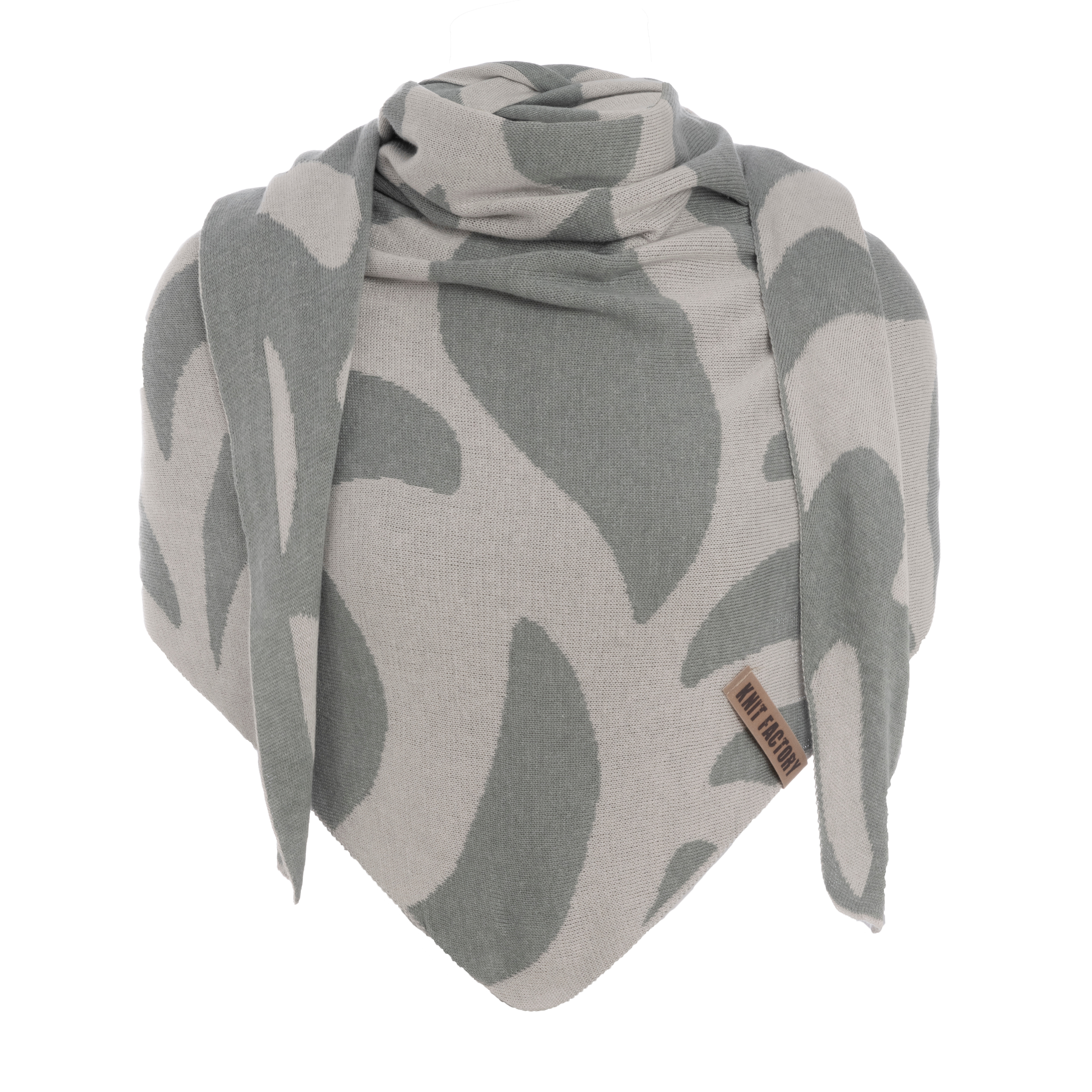 Leaf Triangle Scarf Bright Grey/Light Grey