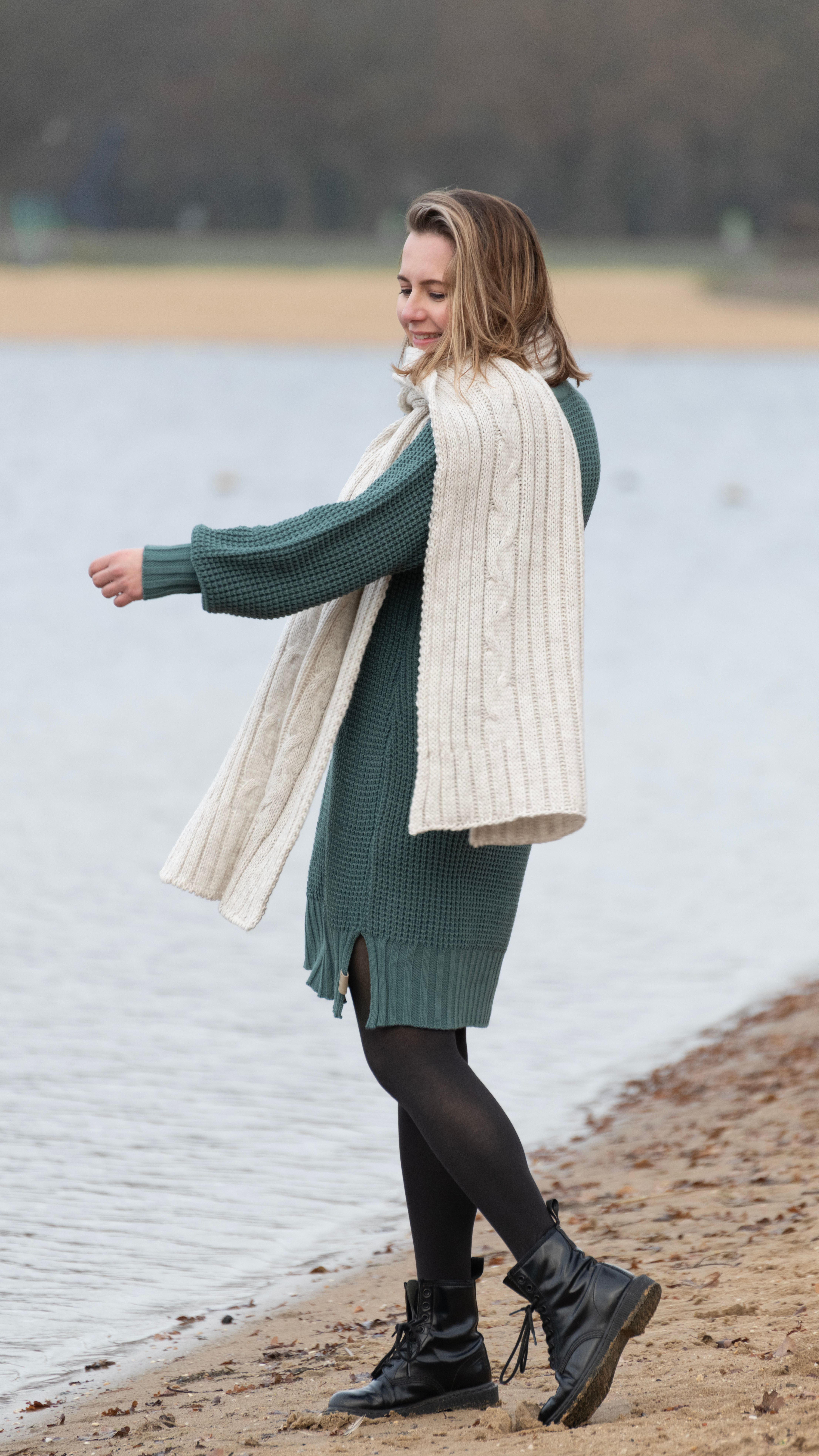 Robin Knitted Dress Stone Green - 36/38 - V-Neck