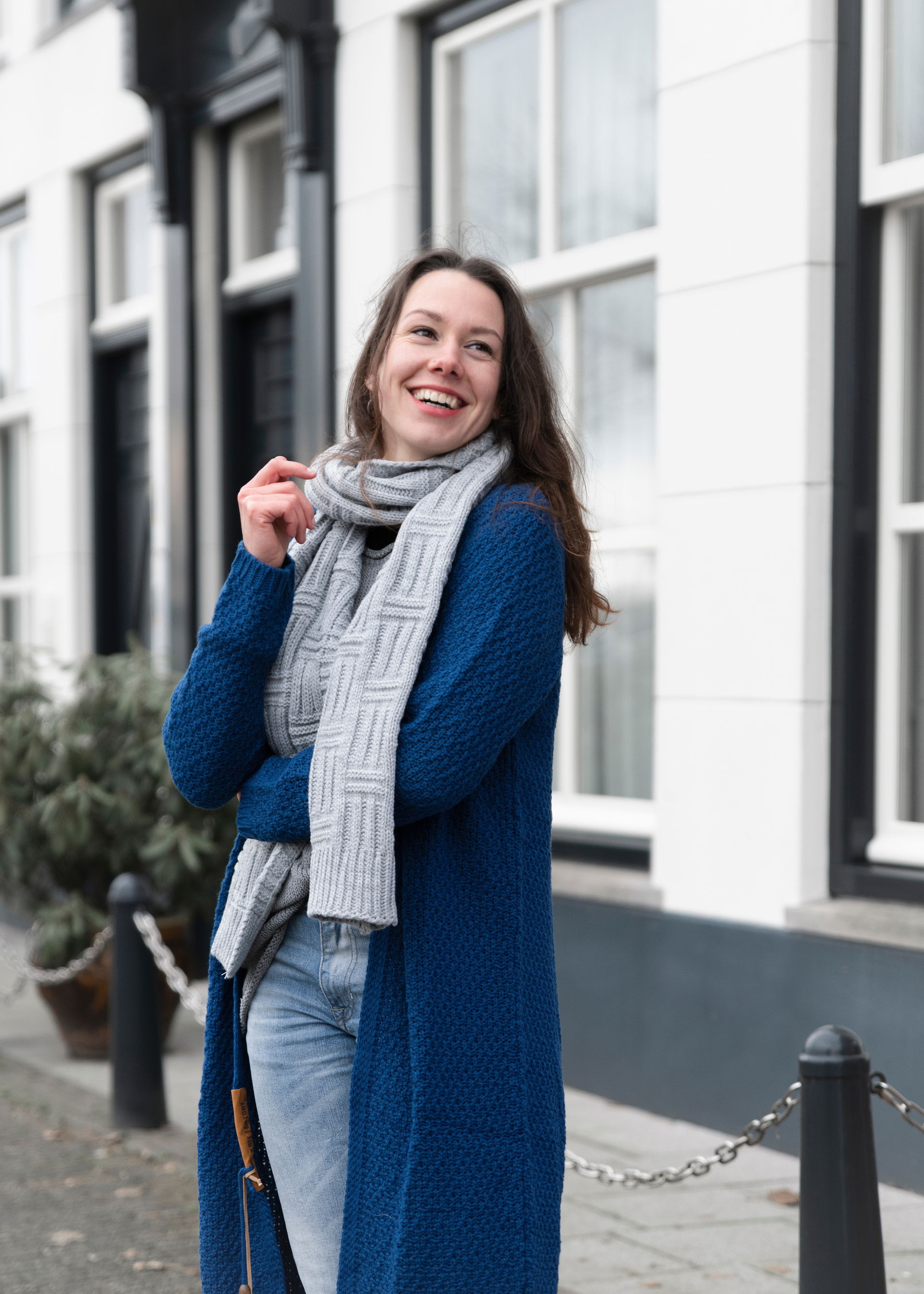 Luna Lang Gebreid Vest Zwart - 40/42