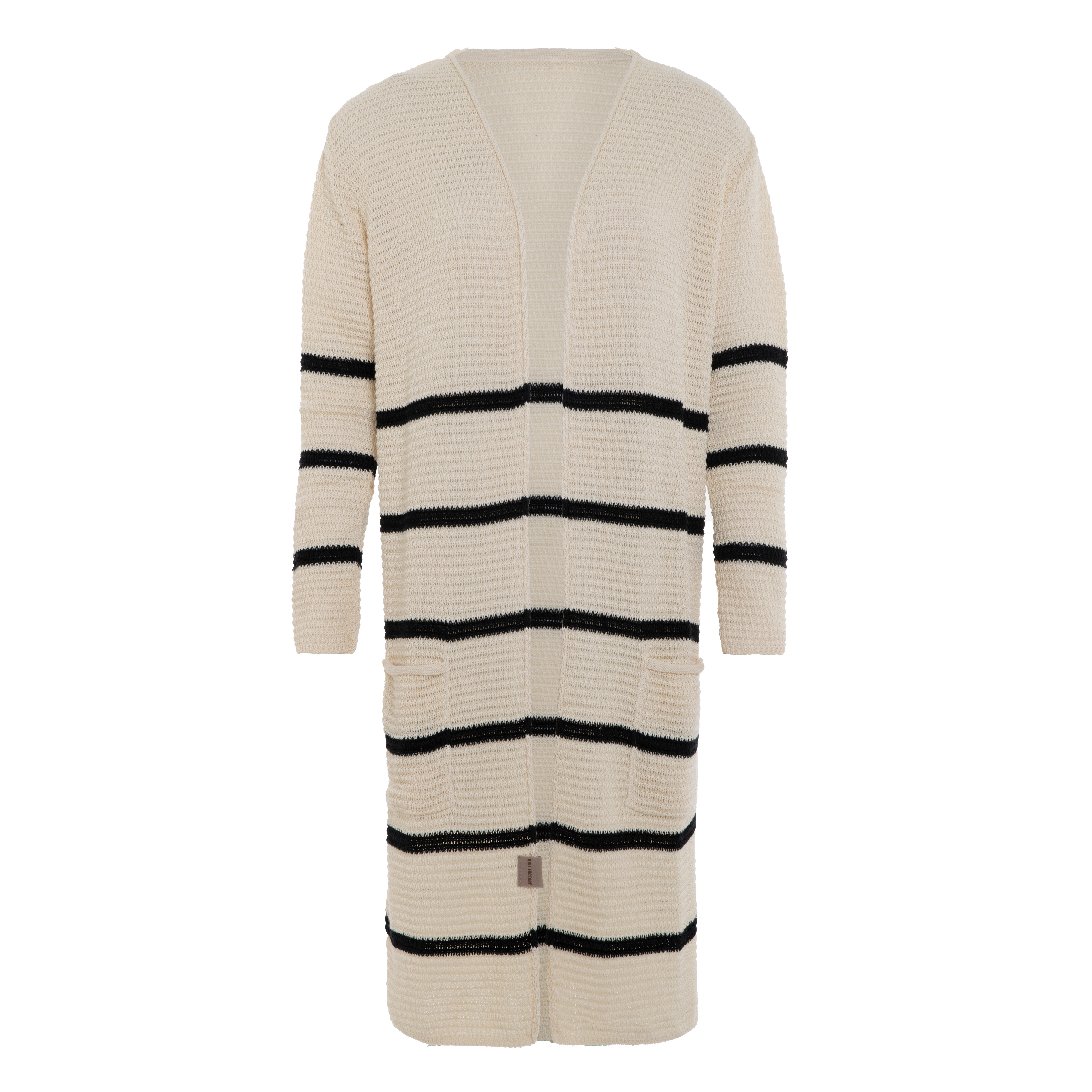 Bibi Lange Strickjacke Beige/Schwarz - 36/38 - Mit Taschen