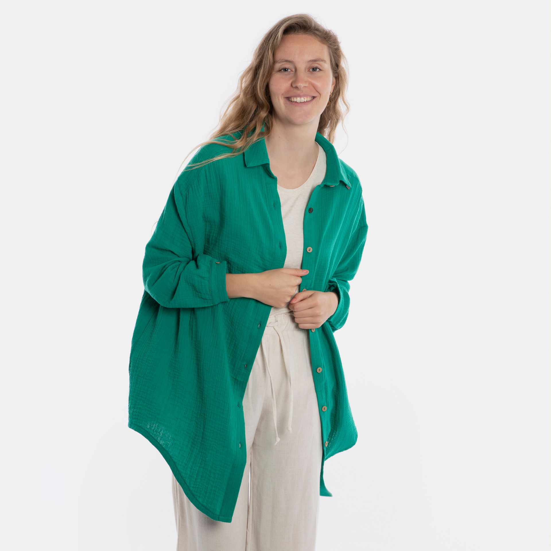 Yuki Musselin-Bluse Bright Green - Onesize 36/44