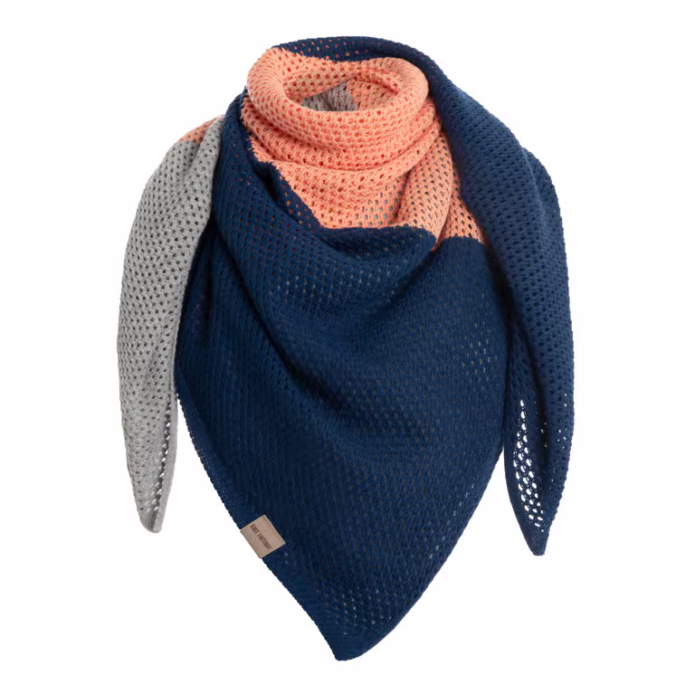 Lacey Knitted Square Scarf Apricot Mist