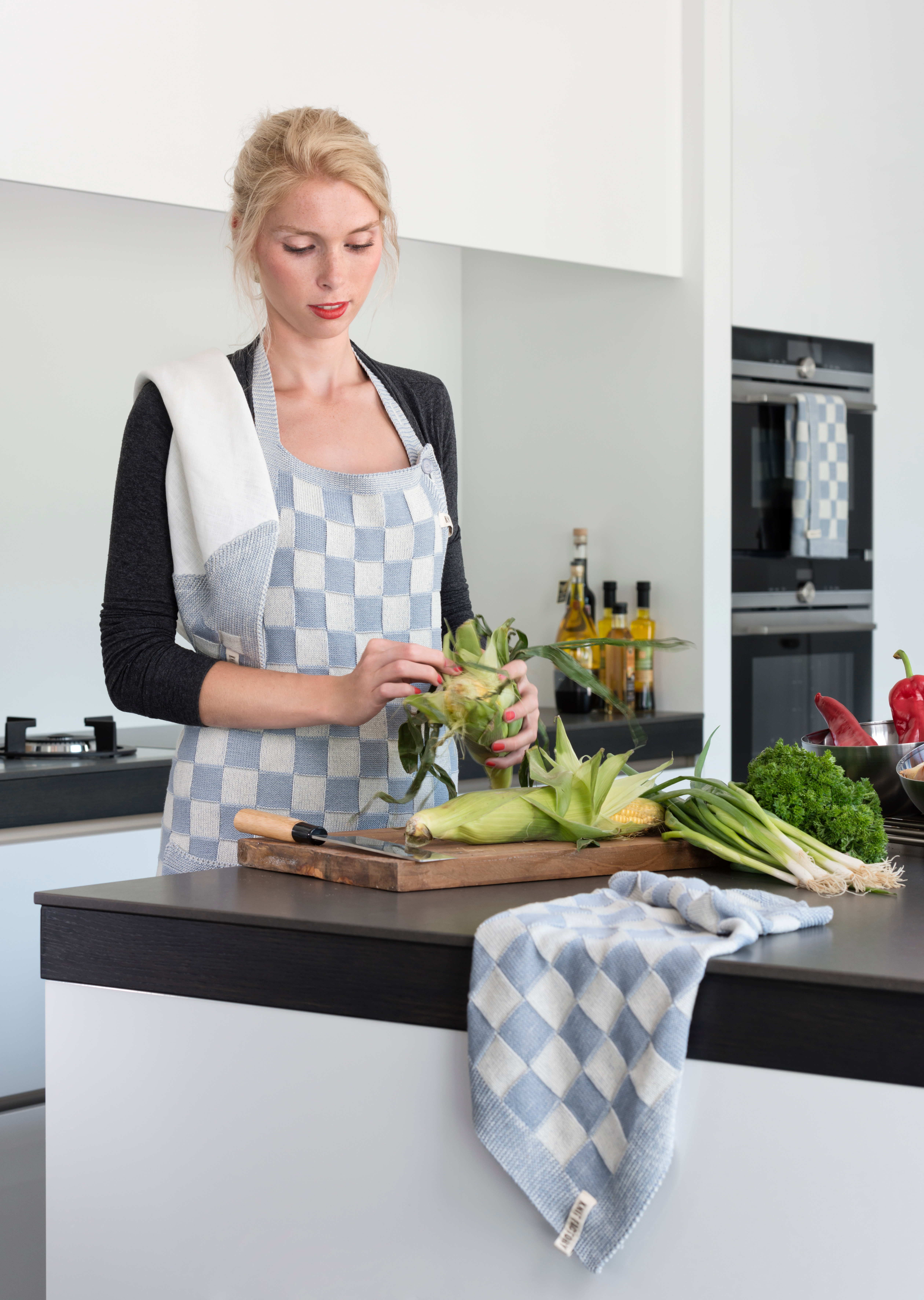 Kitchen Towel Block Ecru/Apricot