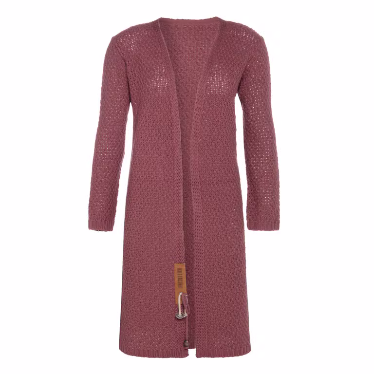 Luna Lang Gebreid Vest Stone Red - 36/38