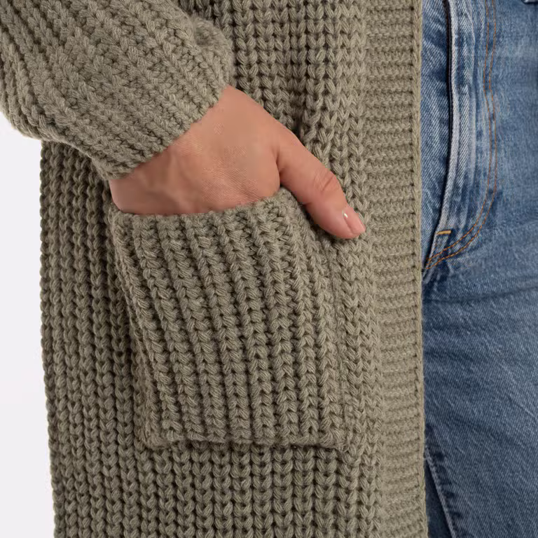 Marlo Long Knitted Cardigan Urban Green - 36/38
