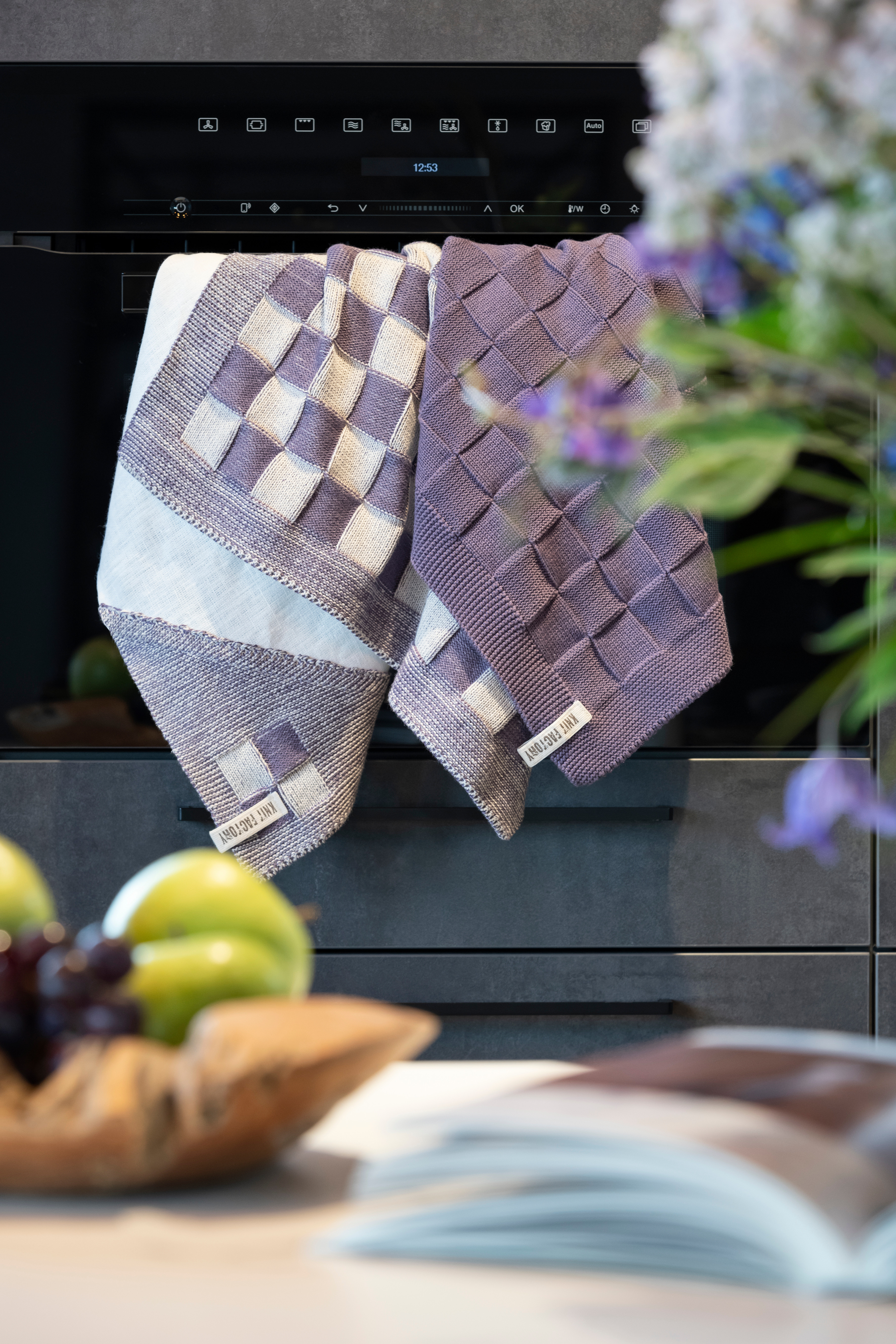 Kitchen Towel Block Ecru/Med Grey
