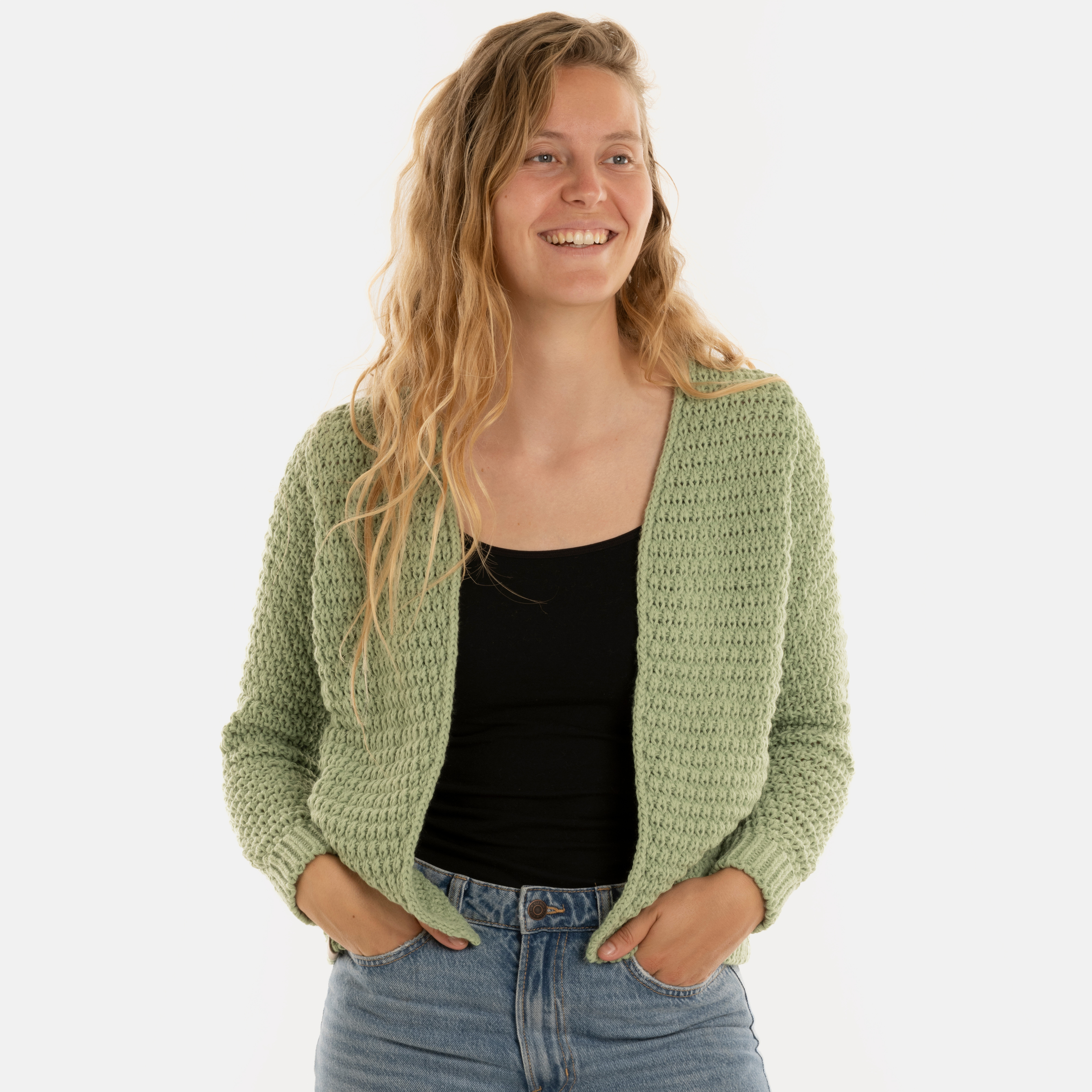 Becky Kurze Strickjacke Sage Green - 40/42