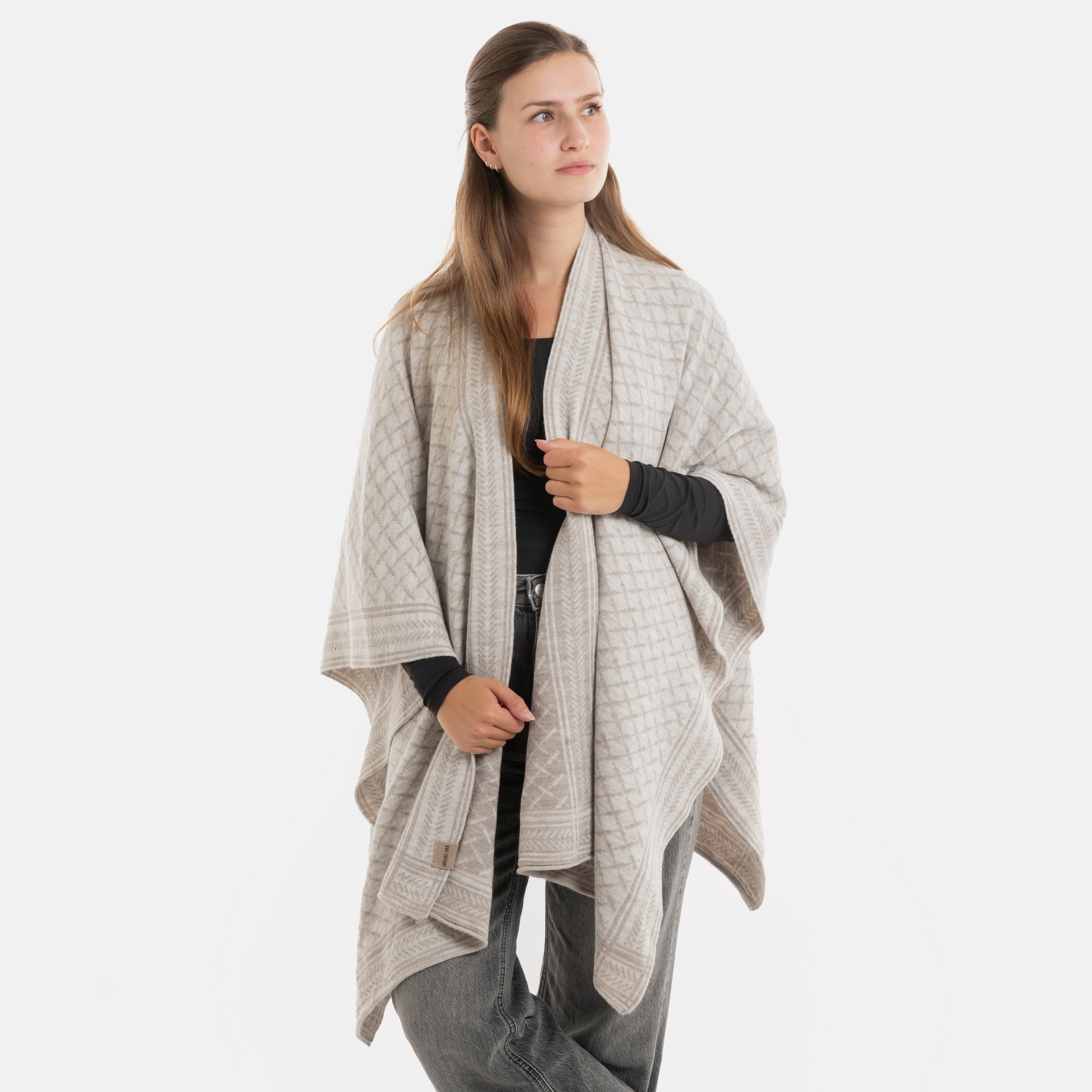 Dusk Poncho Cape Iced Clay/Beige