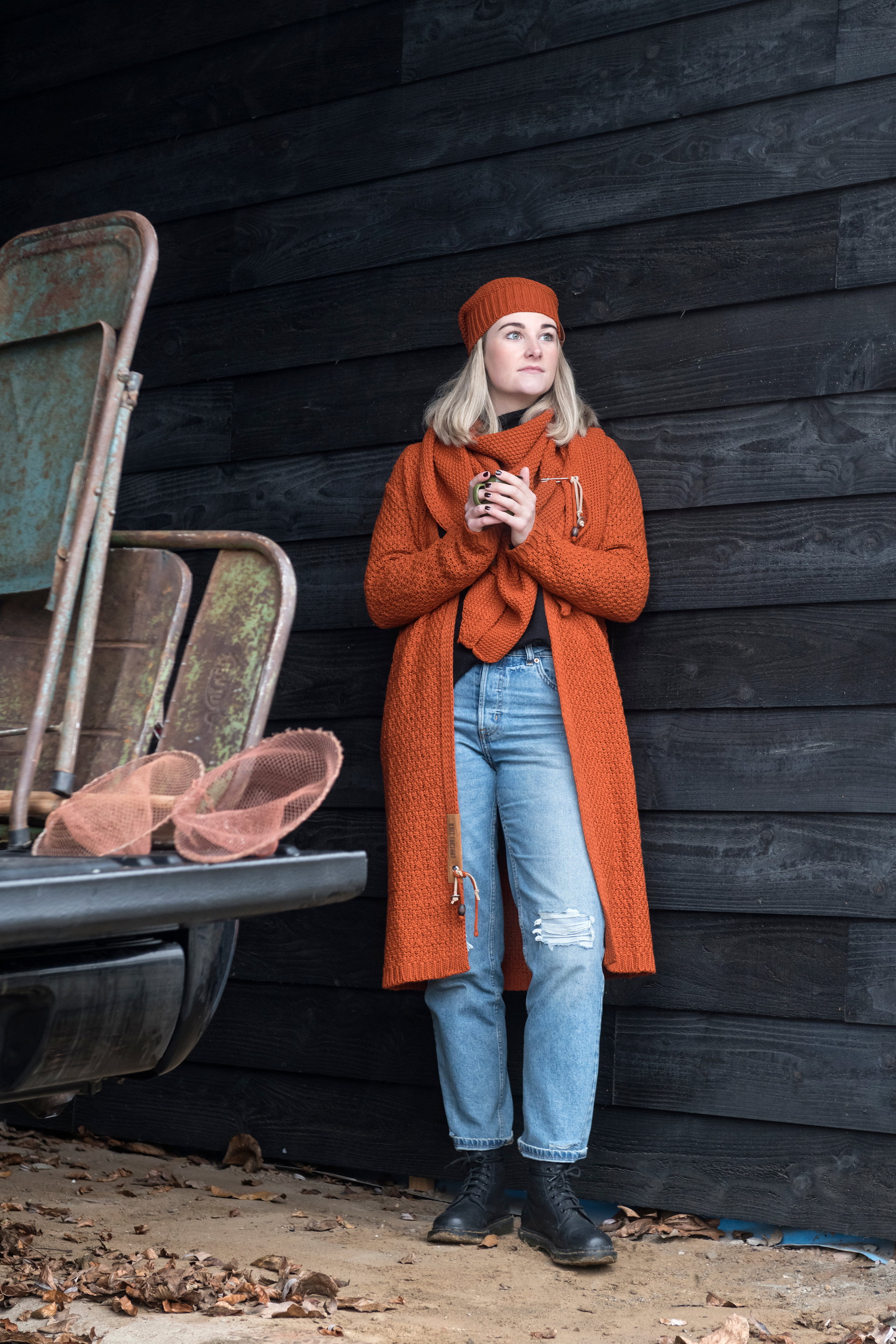 Luna Lange Strickjacke Taupe - 40/42