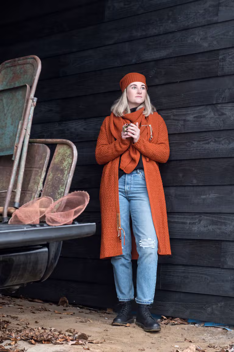 Luna Lange Strickjacke Taupe - 40/42