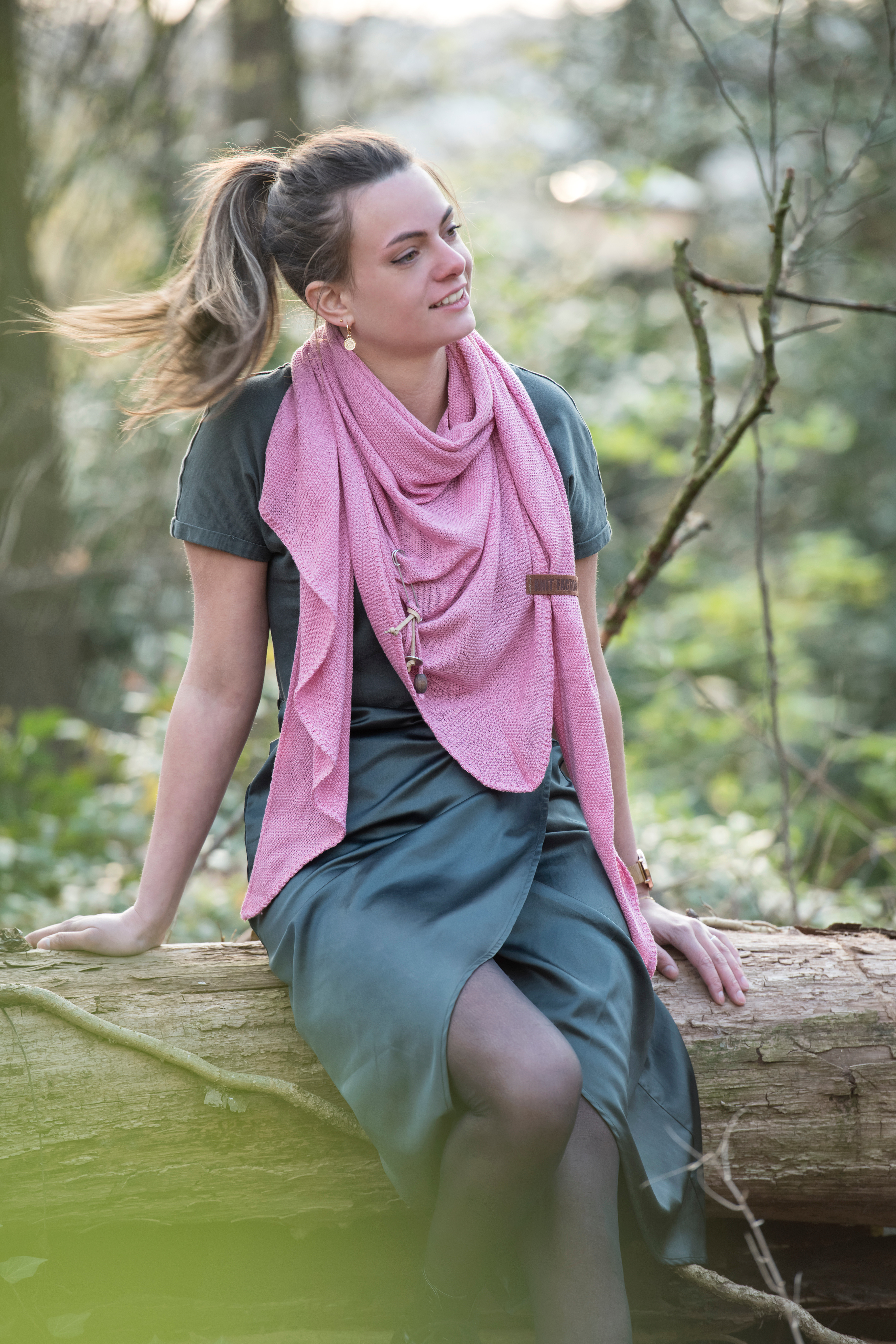 Lola Triangle Scarf Stone Green