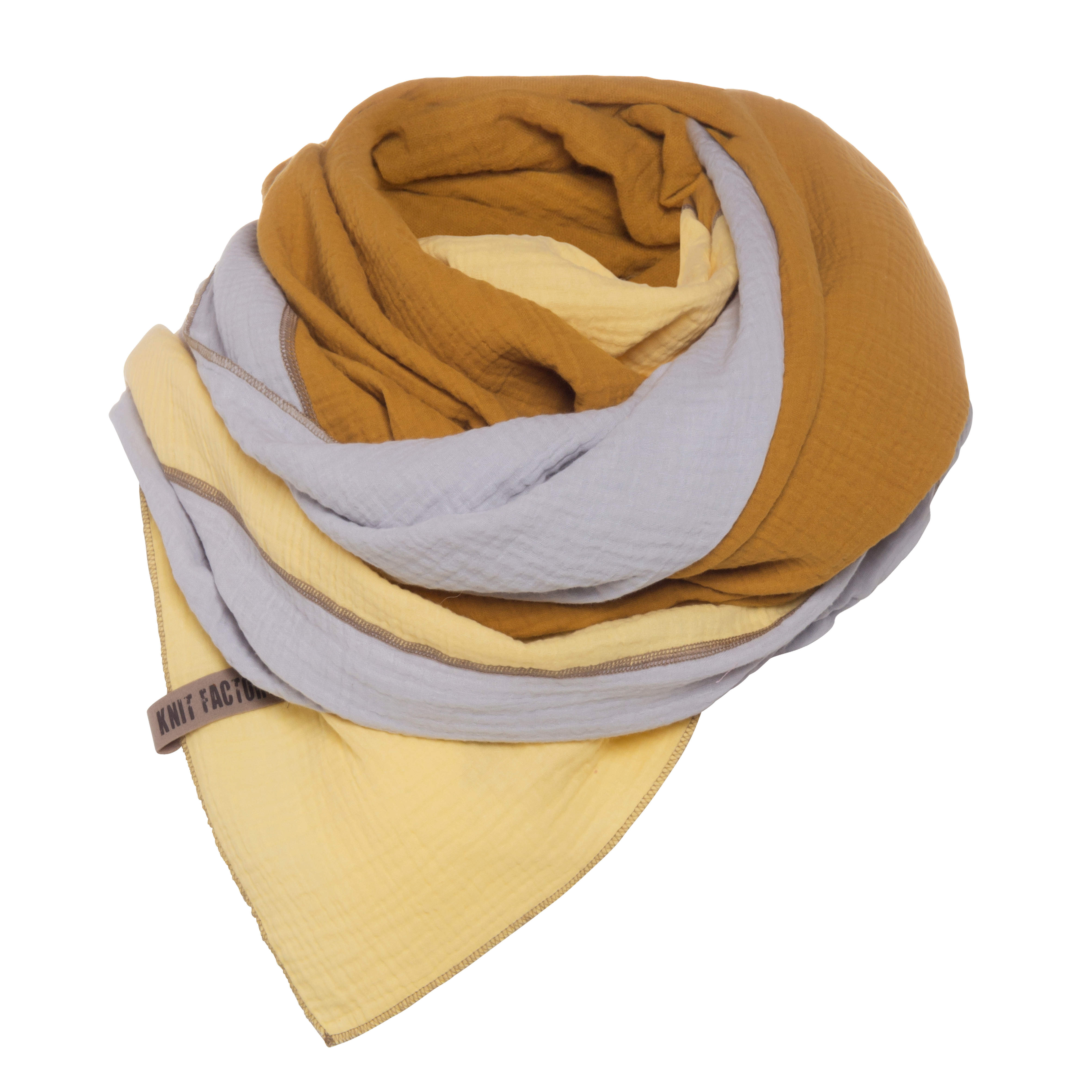 Fay Pareo - XL Musselintuch - Strandtuch Ocker/Citrus