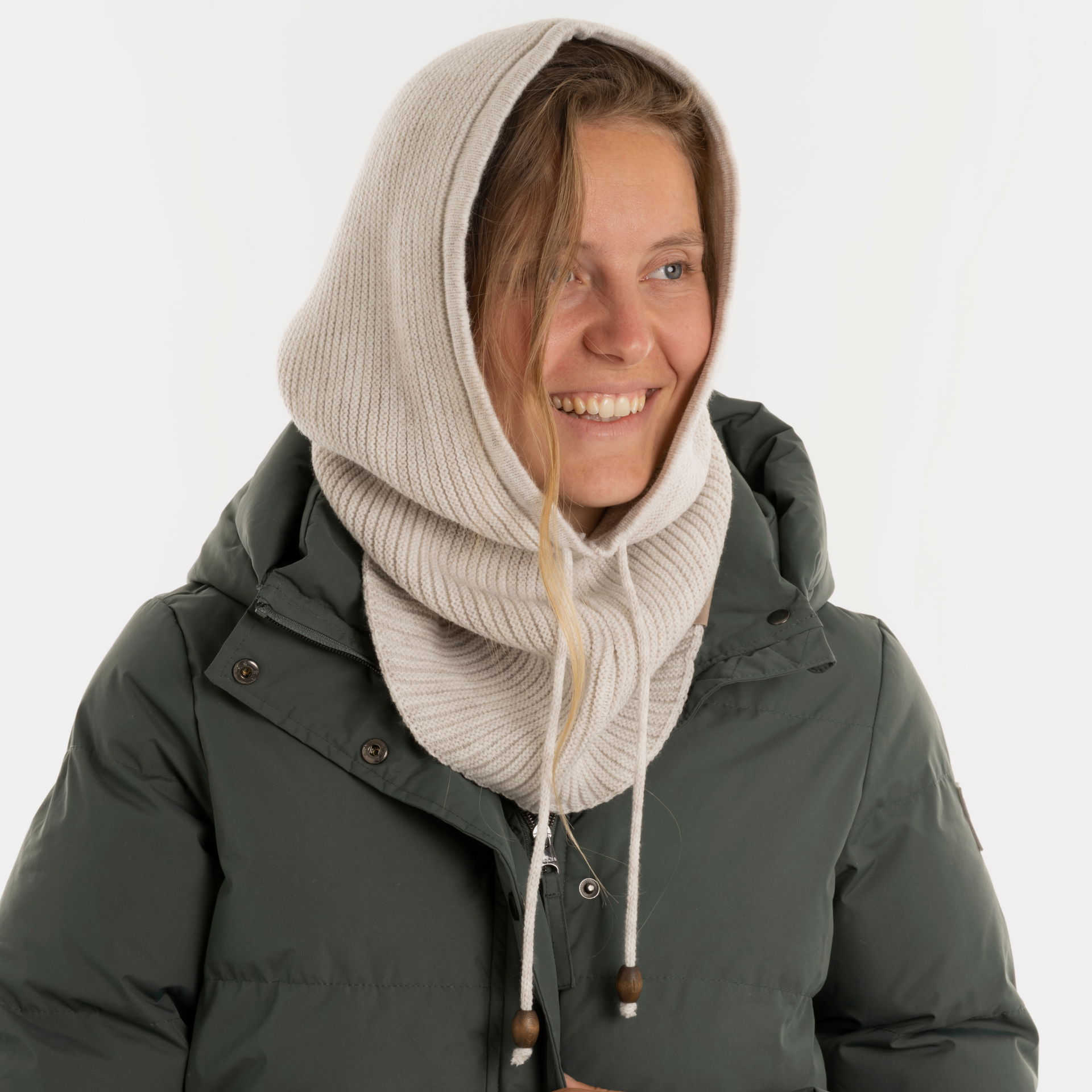 Evy Hooded Scarf Beige