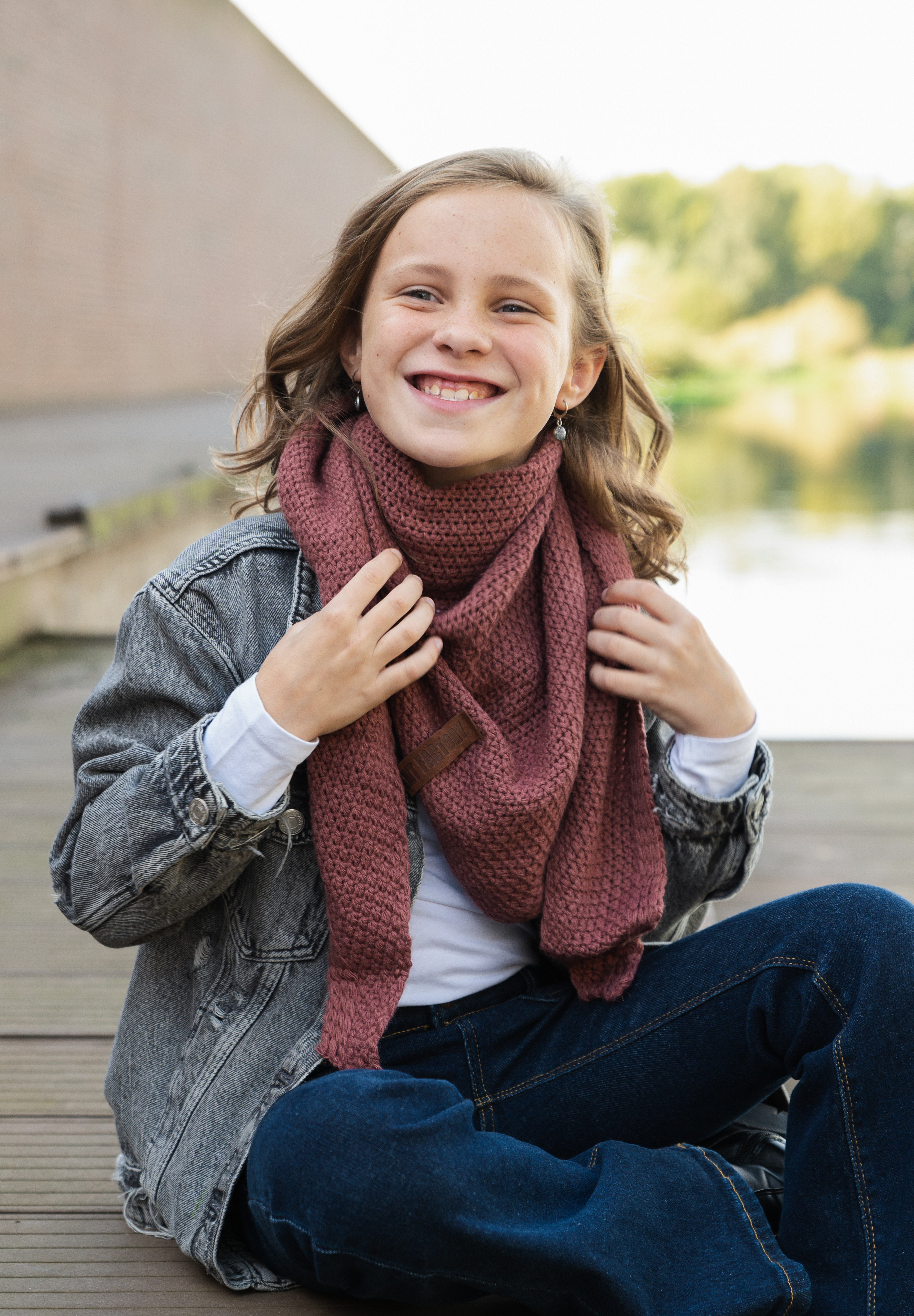 Coco Triangle Scarf Junior Petrol