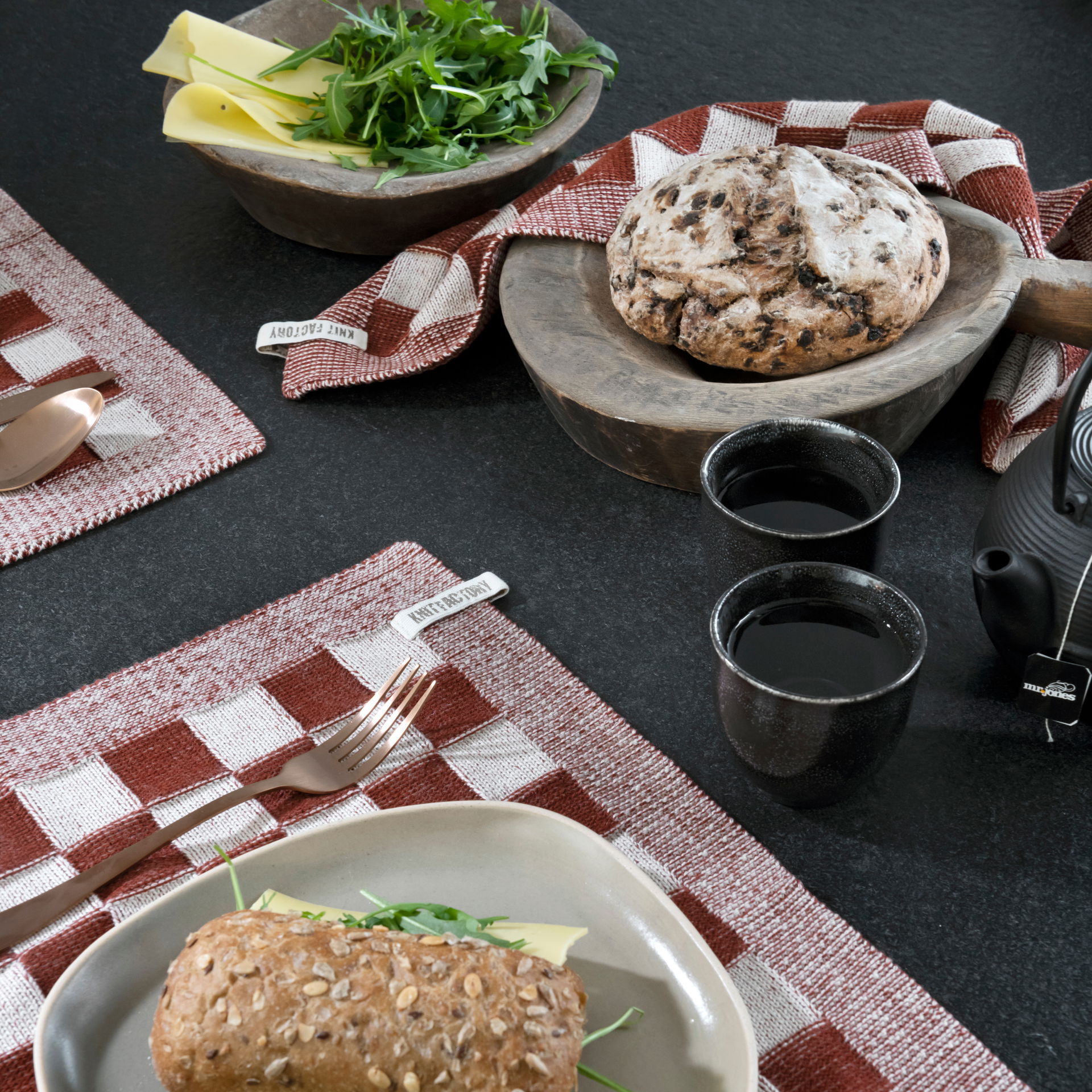 Placemat Block Ecru/Roest