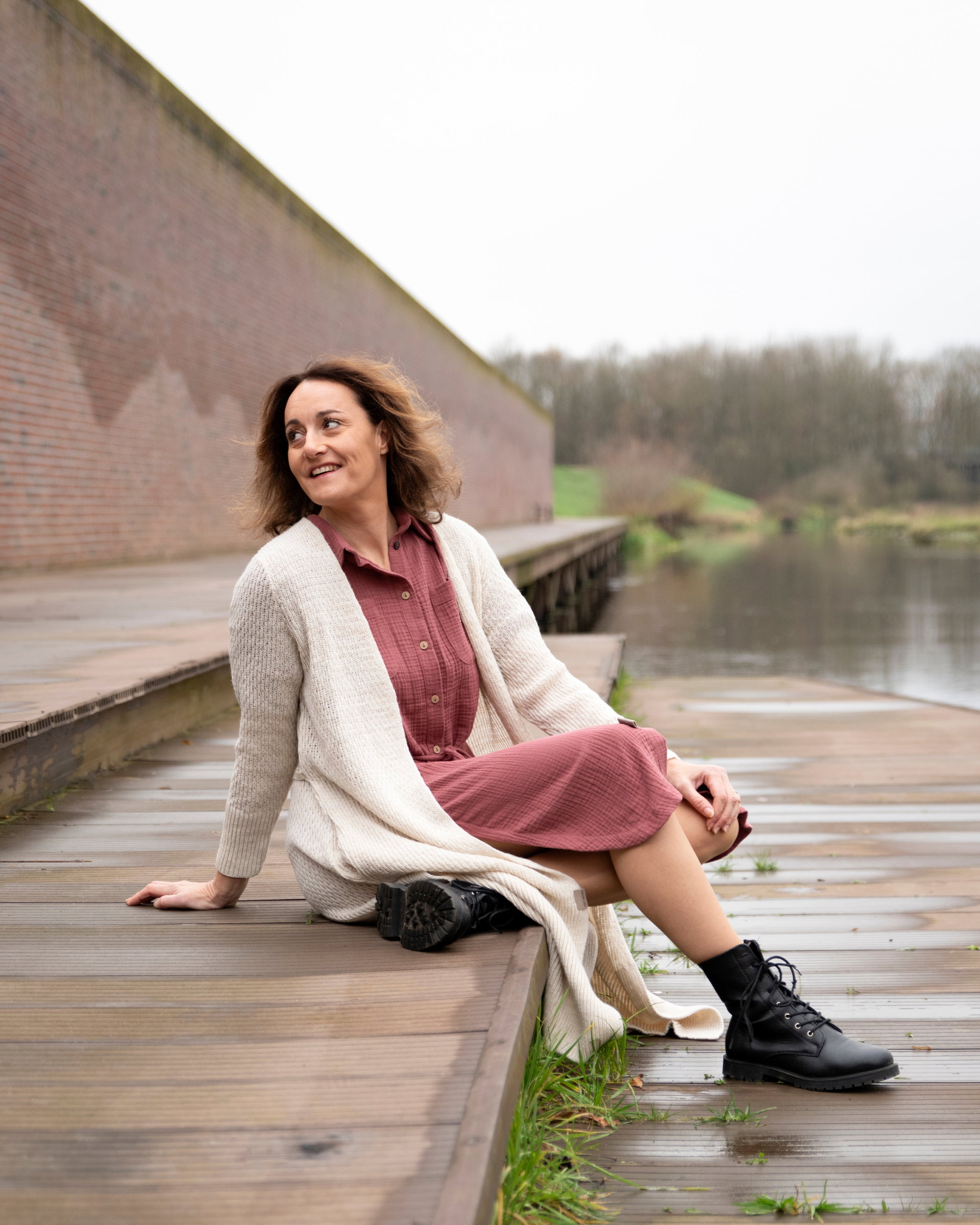 Gina Lang Gebreid Vest Zwart - 36/38 - Met steekzakken