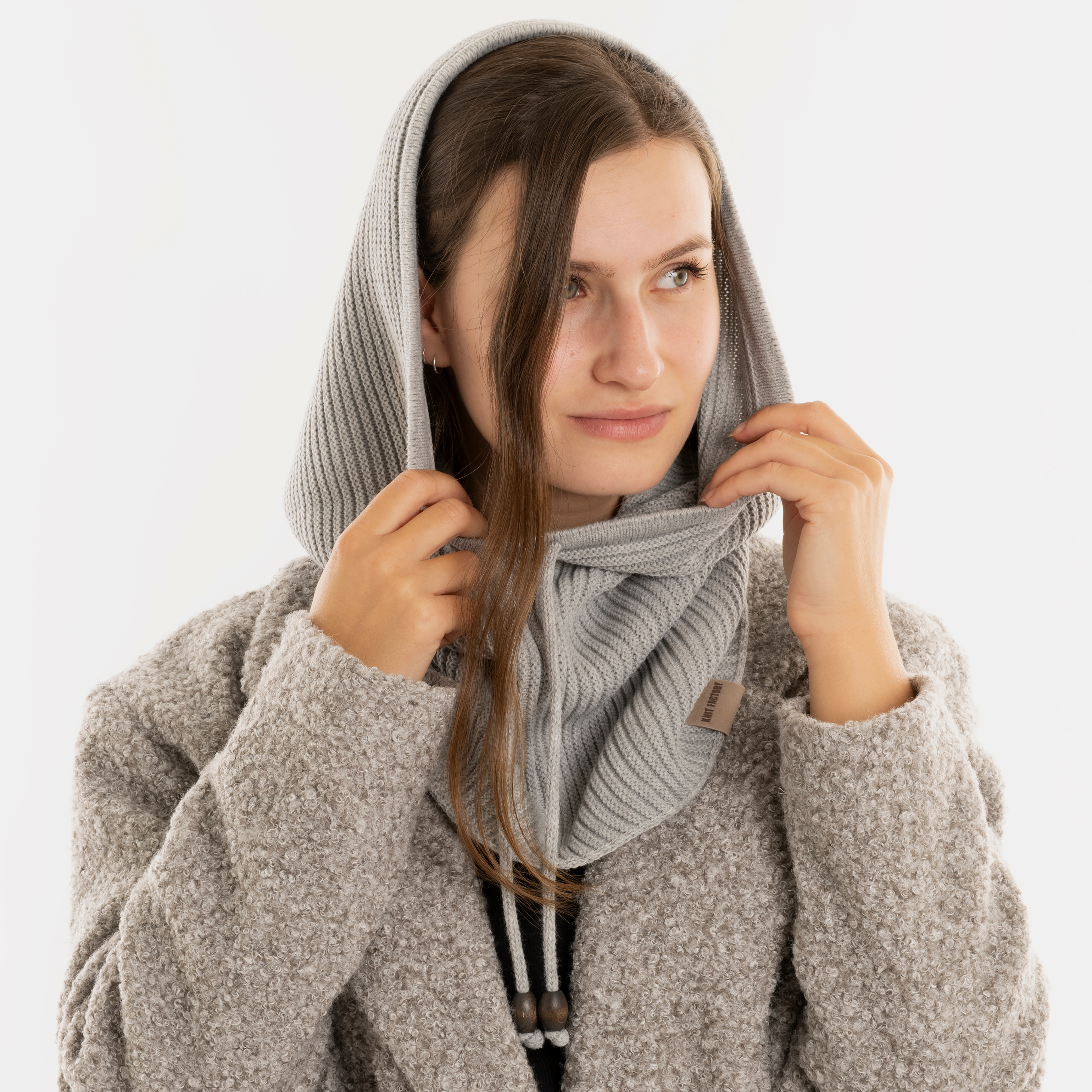 Evy Hooded Scarf Light Grey
