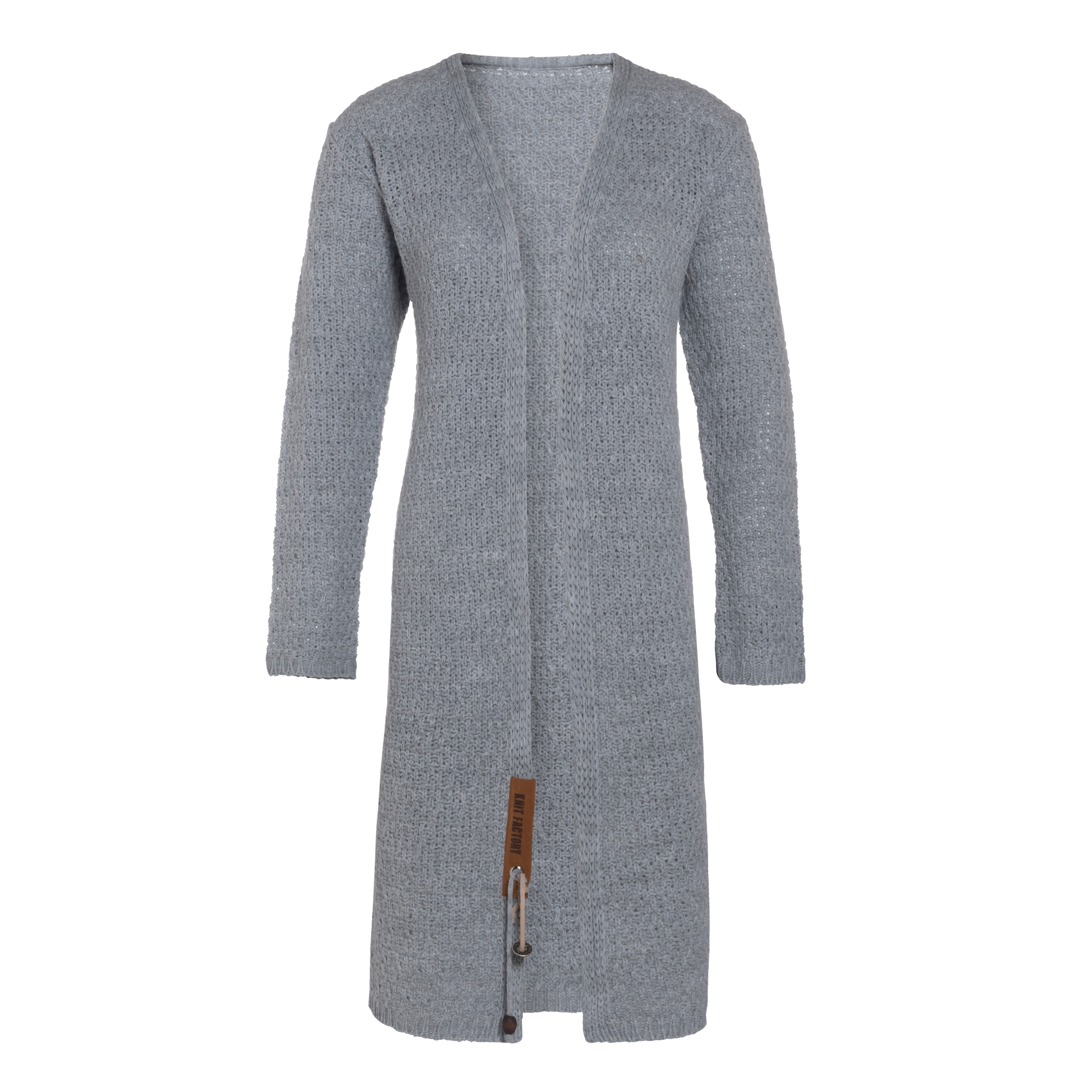 Luna Long Knitted Cardigan Light Grey - 36/38